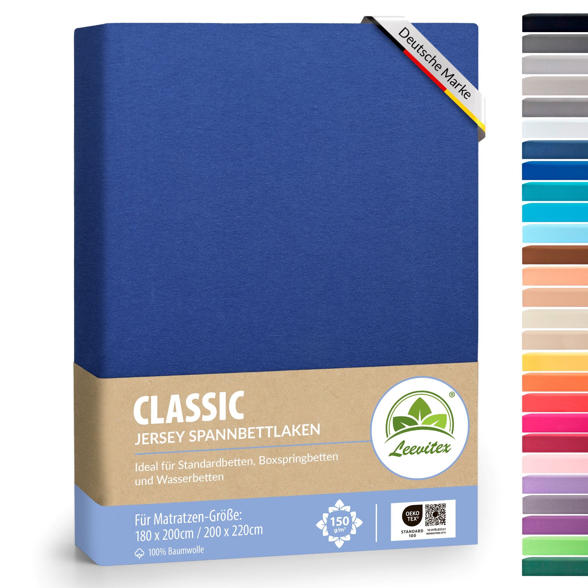 Spannbettlaken für Boxspringbetten 180x200 bis 200x220 cm | 40 cm Steg | verschiedene Materialstärken