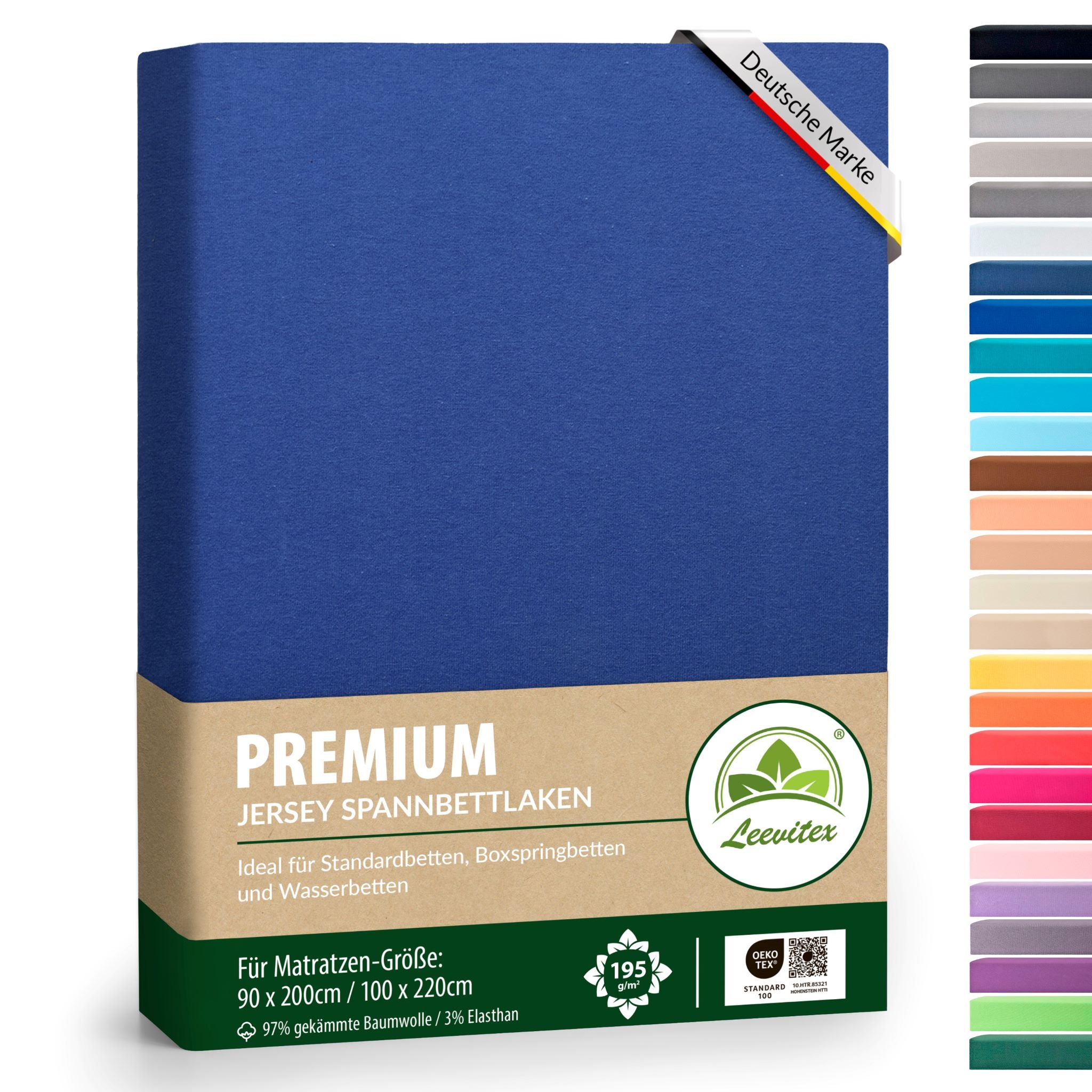 Spannbettlaken für Boxspringbetten 90x200 bis 100x220 cm | 40 cm Steg | verschiedene Materialstärken
