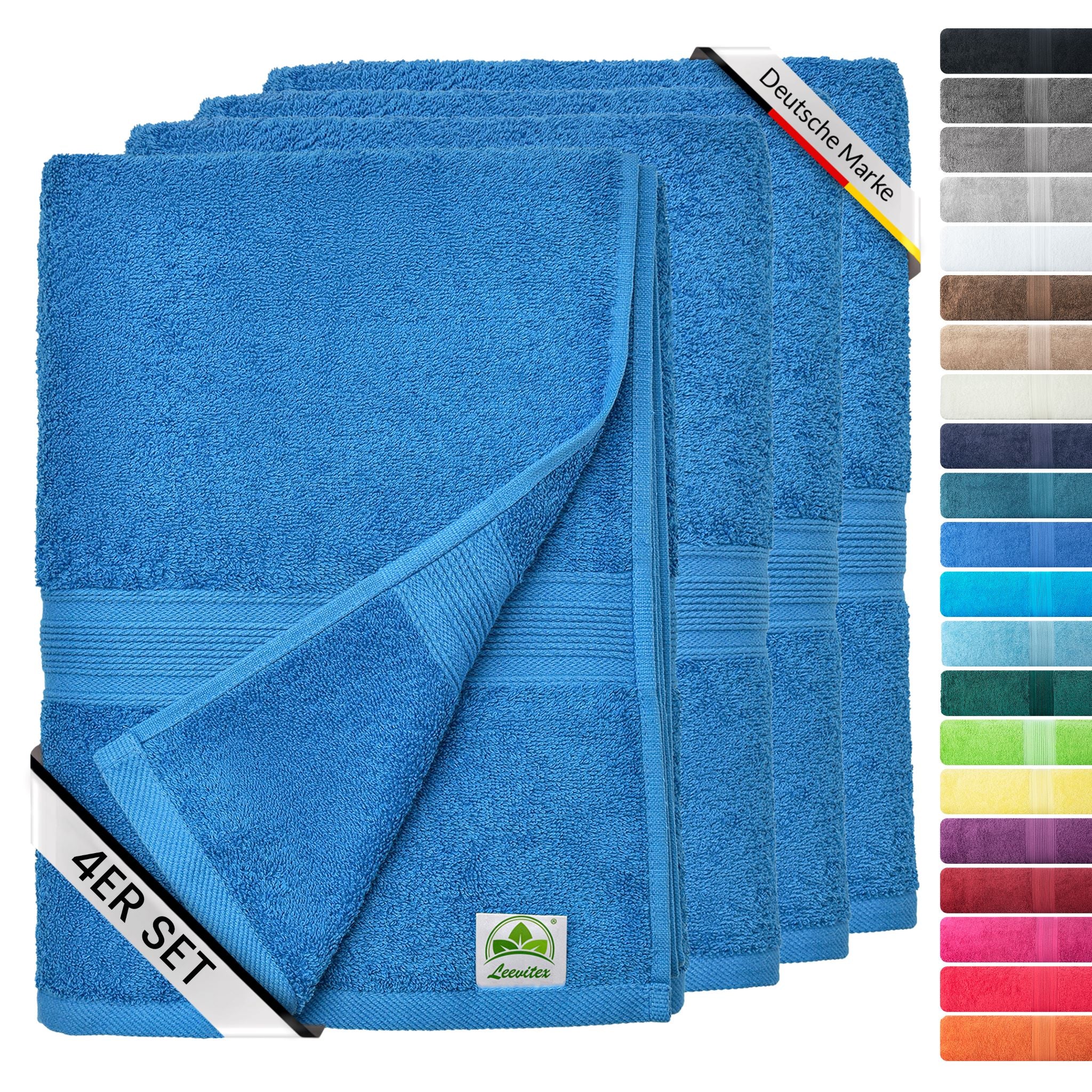 Handtücher von Leevitex – 4er Set, 100% Baumwolle, 50 x 100 cm, weich und saugfähig