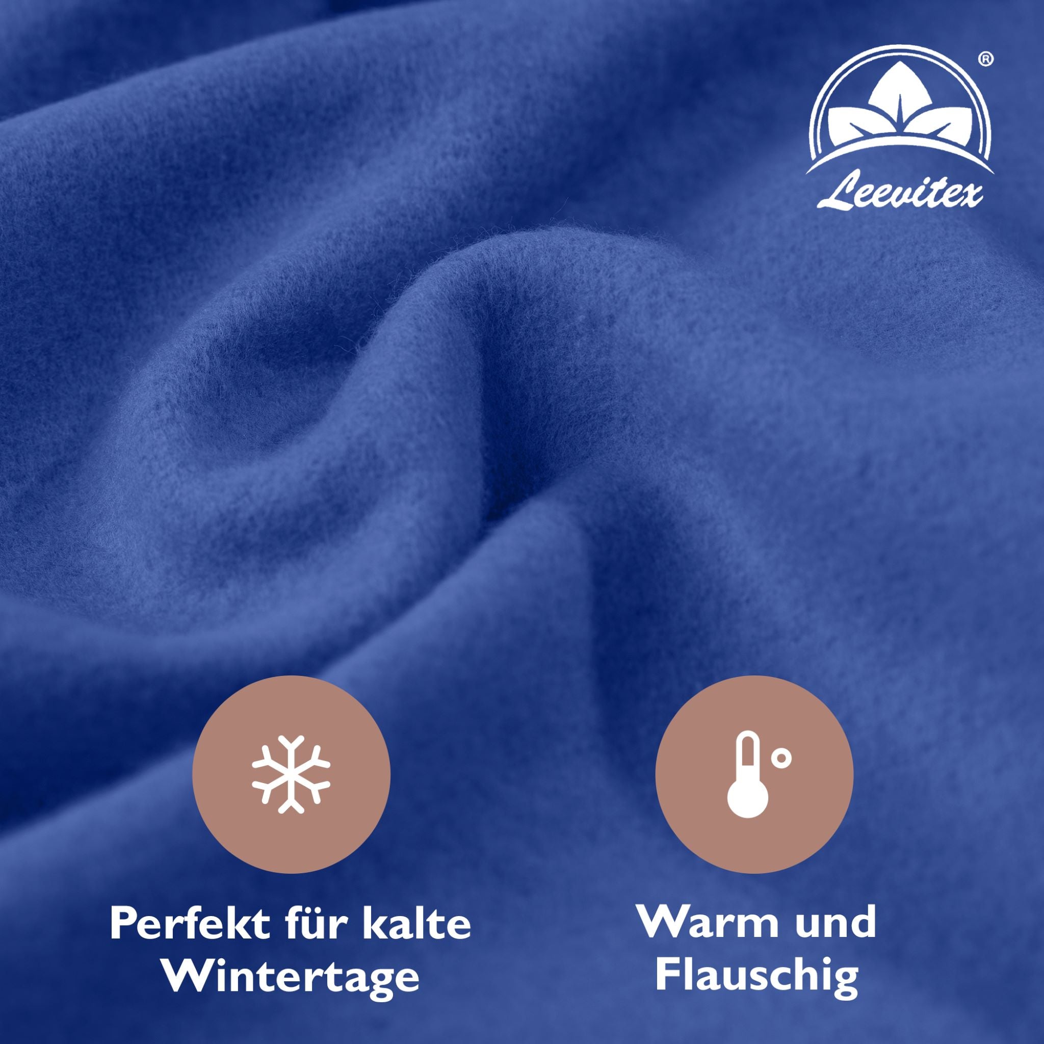 Winter-Spannbettlaken Royalblau 200x200 cm Nahaufnahme flauschiger Stoff