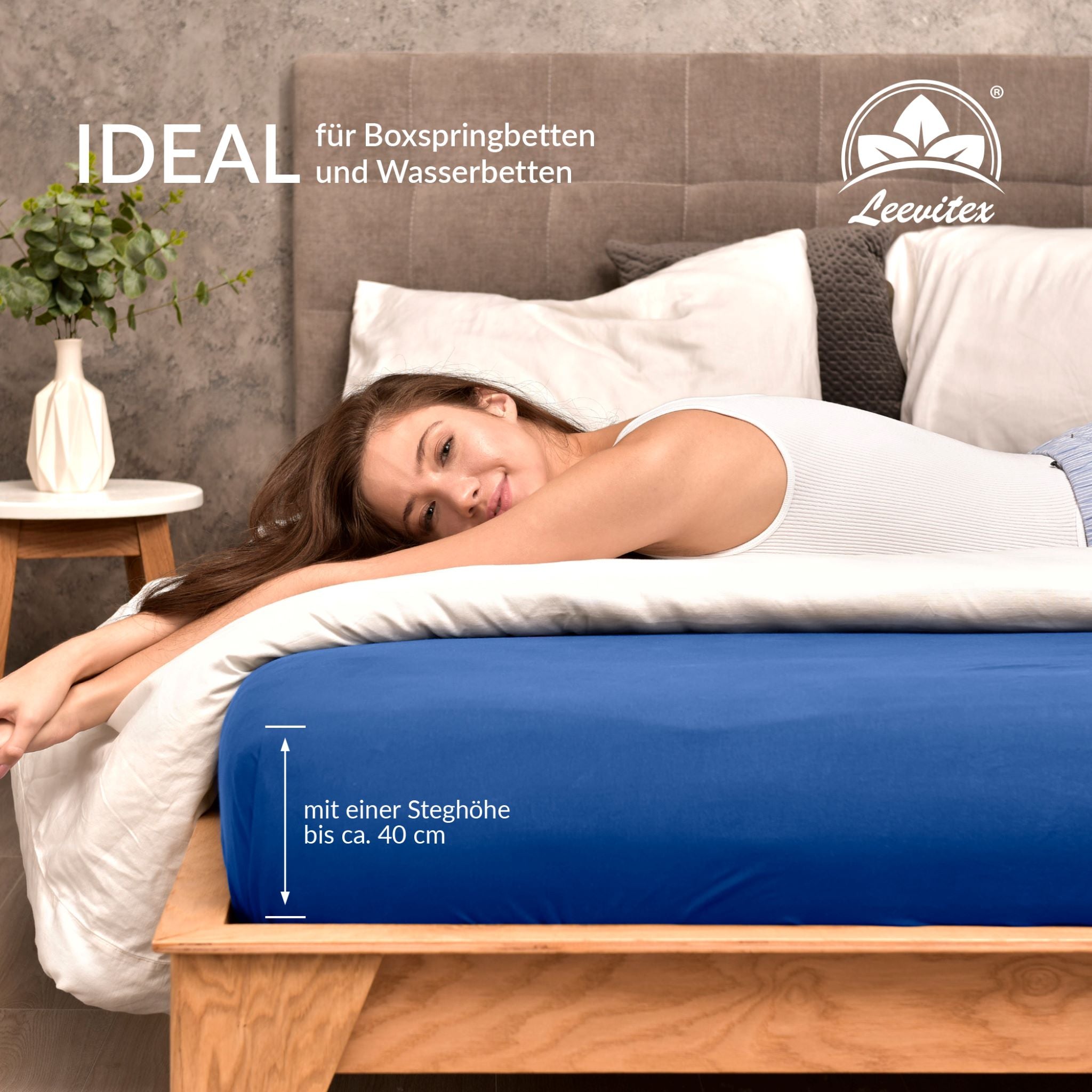 Spannbettlaken für Boxspringbetten 180x200 bis 200x220 cm | 40 cm Steg | verschiedene Materialstärken