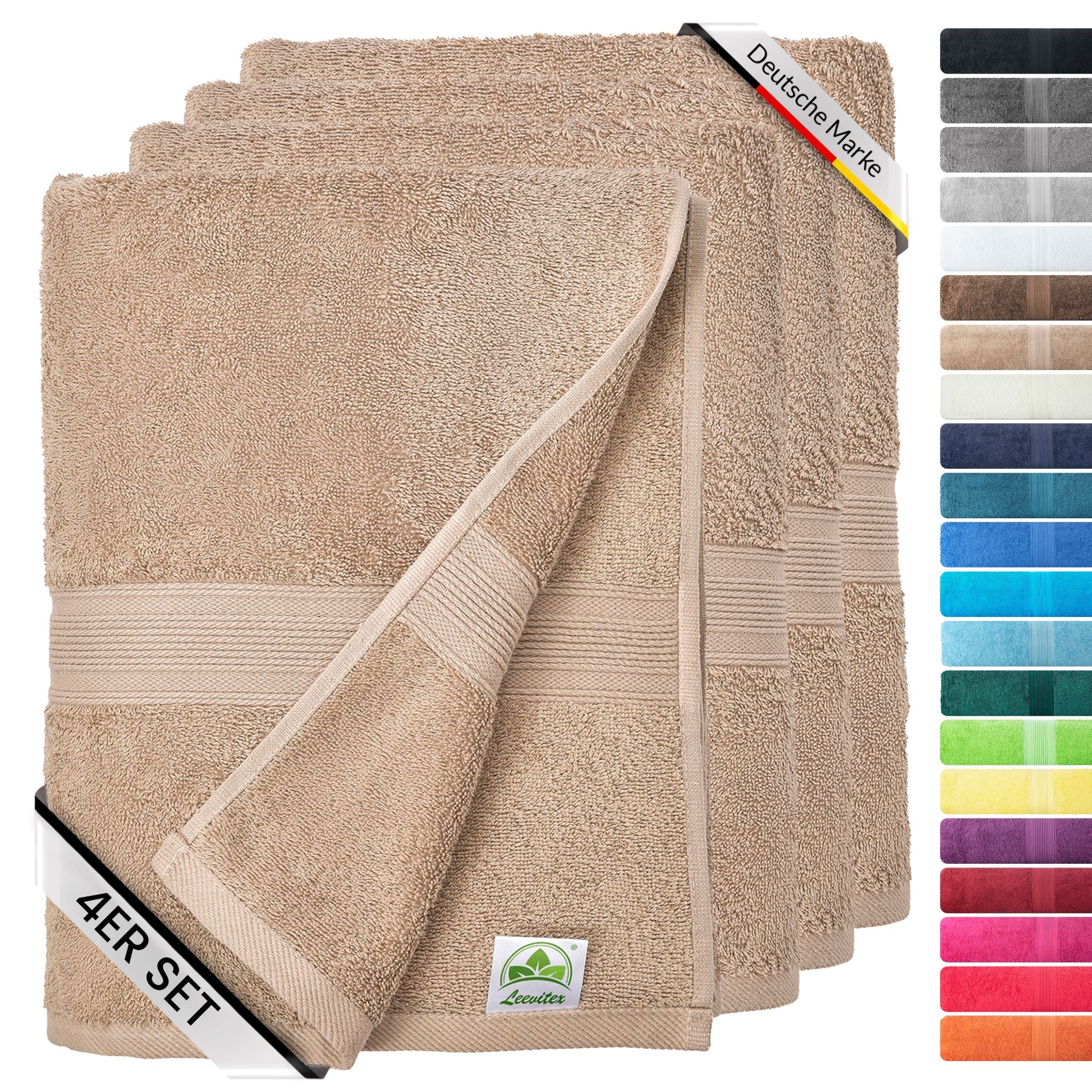Handtücher von Leevitex – 4er Set, 100% Baumwolle, 50 x 100 cm, weich und saugfähig