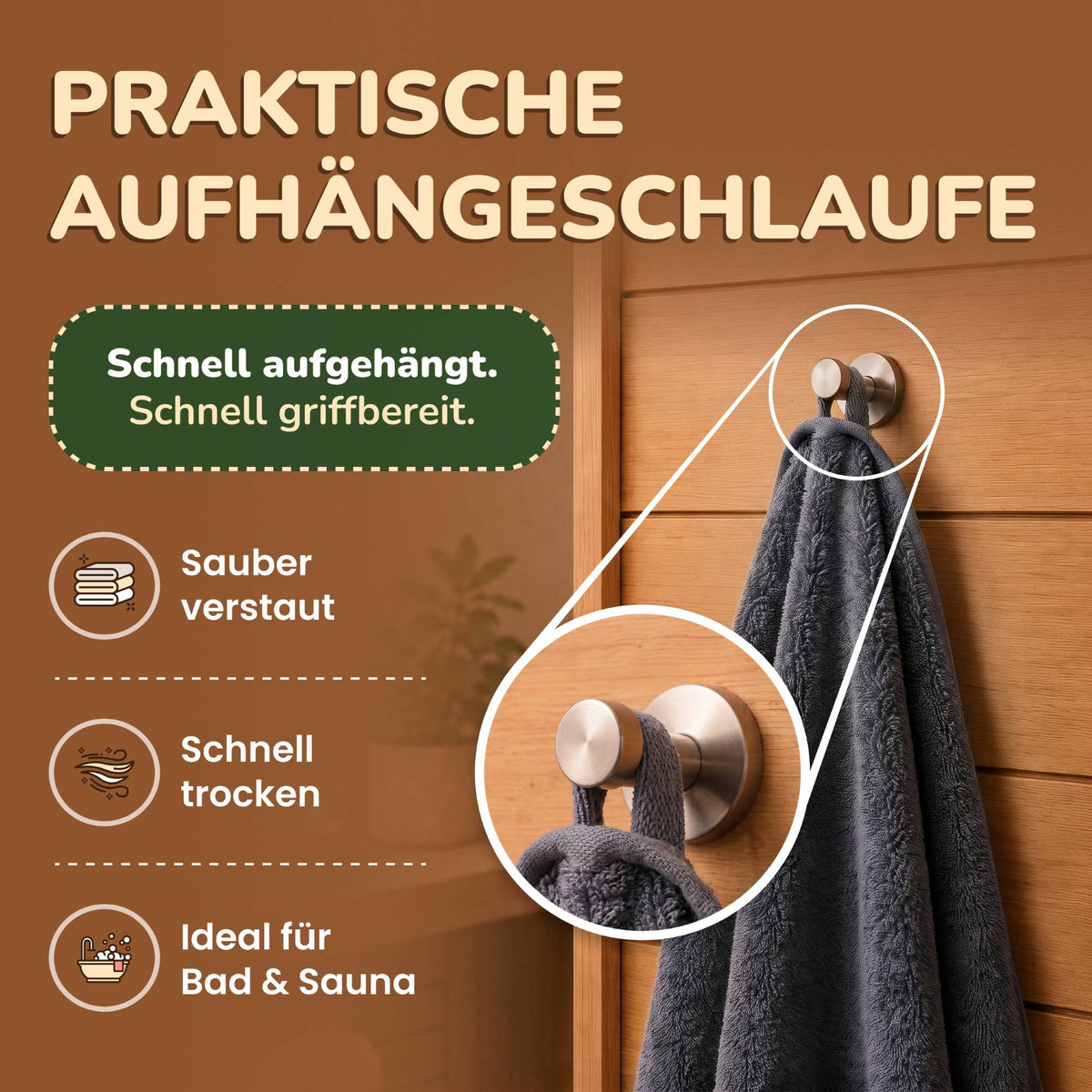 Saunatücher aus 100% Baumwolle im 1er Set – 80 x 200 cm, weich und saugfähig