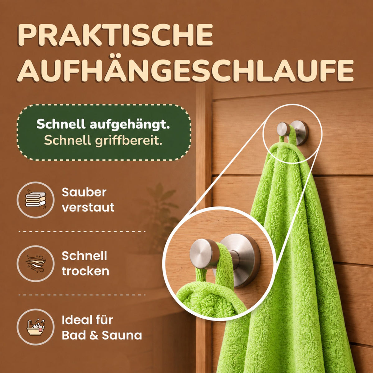 Saunatücher aus 100% Baumwolle im 1er Set – 80 x 200 cm, weich und saugfähig
