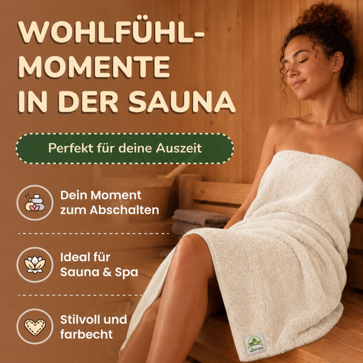 Saunatücher aus 100% Baumwolle im 1er Set – 80 x 200 cm, weich und saugfähig