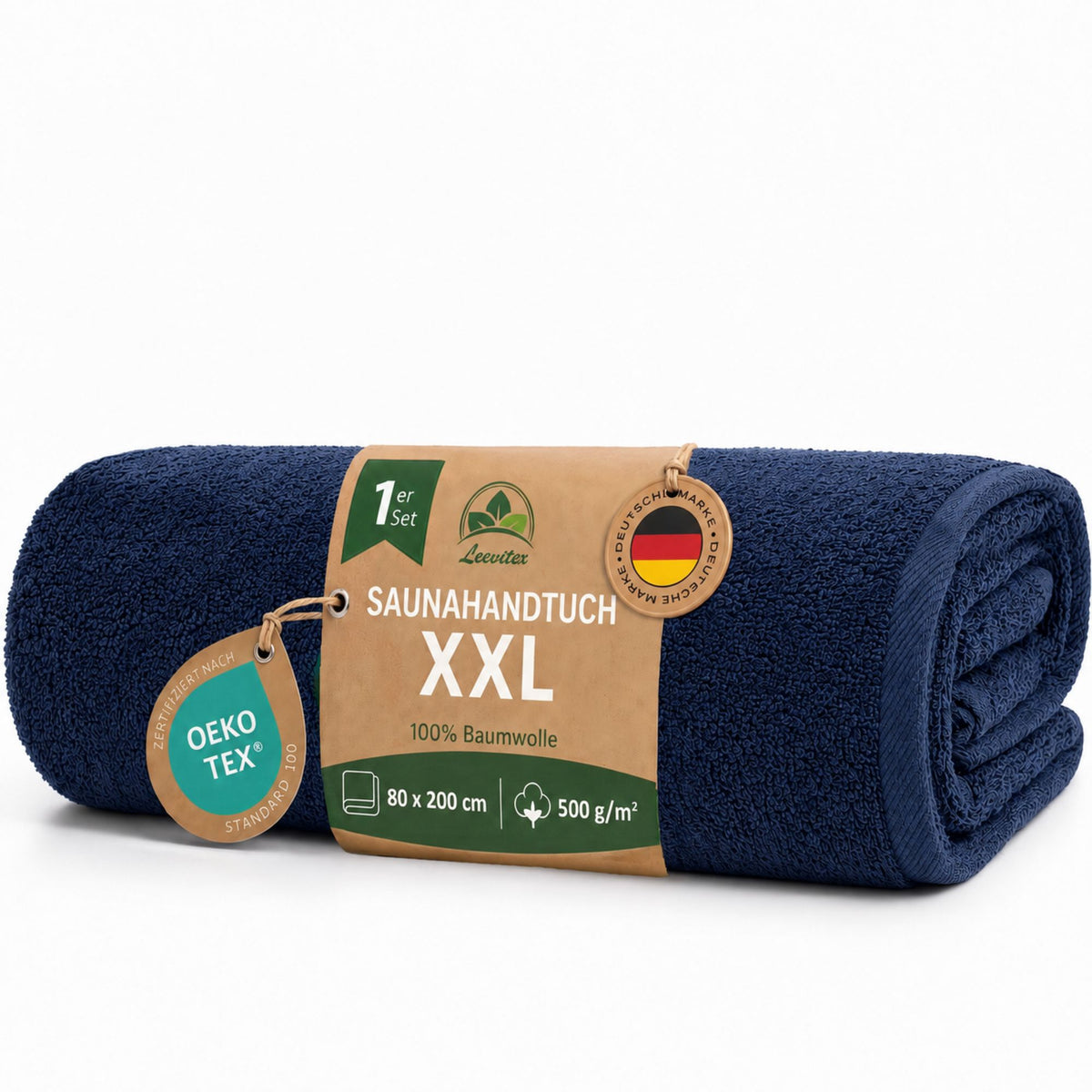 Saunatücher aus 100% Baumwolle im 1er Set – 80 x 200 cm, weich und saugfähig