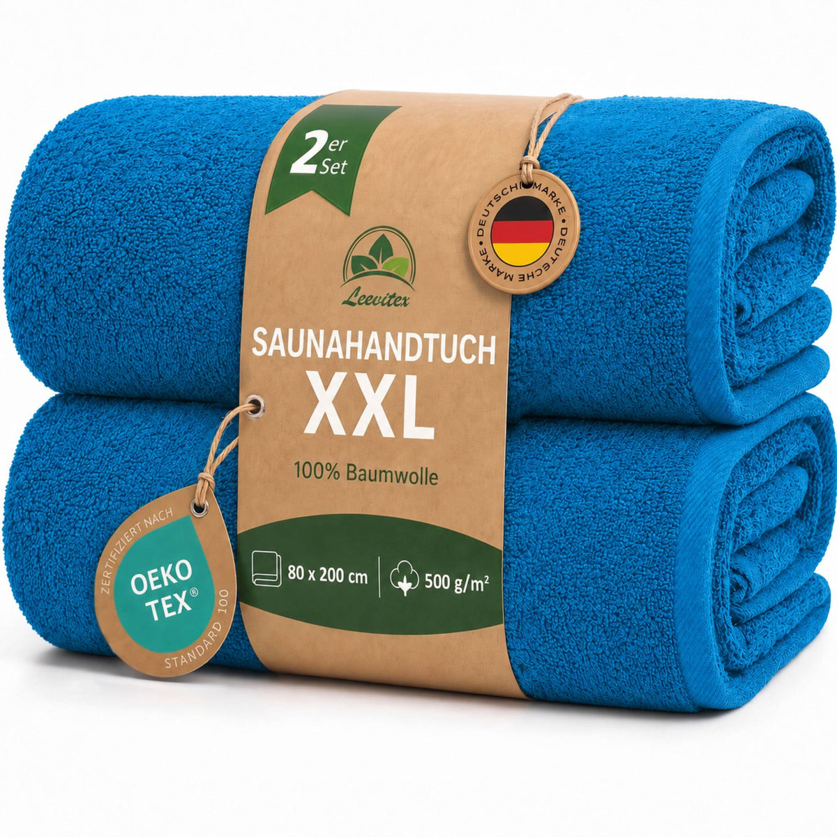 Saunatücher aus 100% Baumwolle im 2er Set – 80 x 200 cm, weich und saugfähig