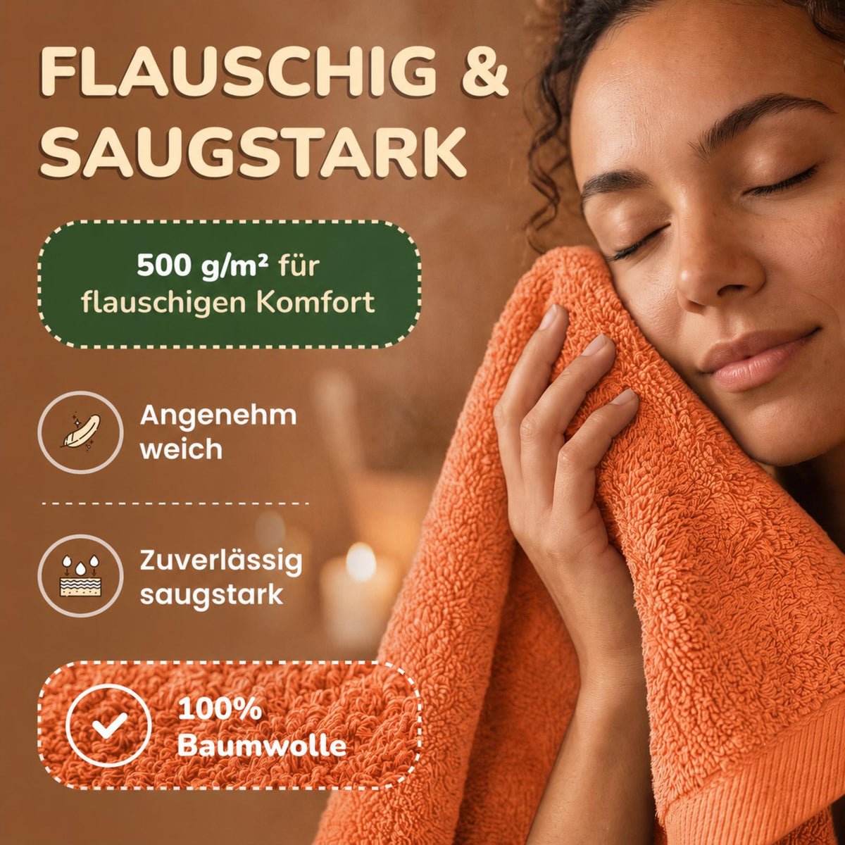 Saunatücher aus 100% Baumwolle im 1er Set – 80 x 200 cm, weich und saugfähig