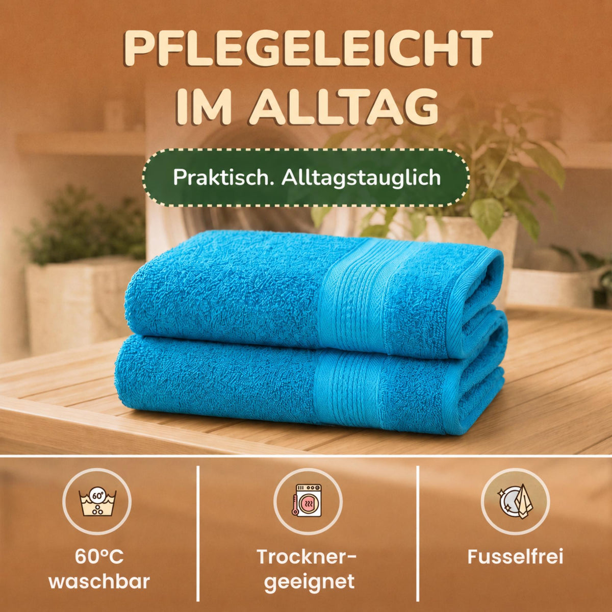 Saunatücher aus 100% Baumwolle im 1er Set – 80 x 200 cm, weich und saugfähig