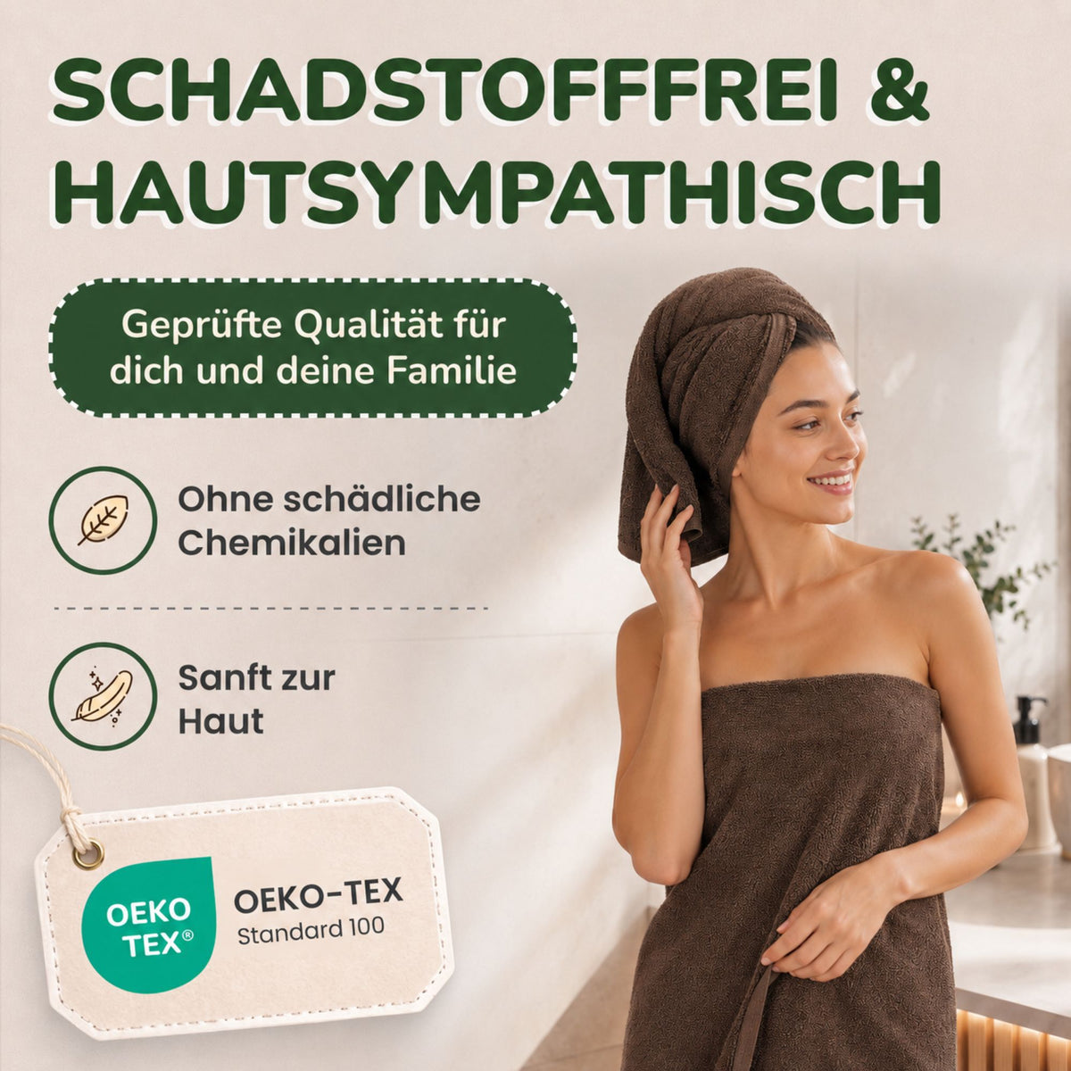 Duschtücher im 2er Set – 100% Baumwolle, 70 x 140 cm, weich und saugfähig