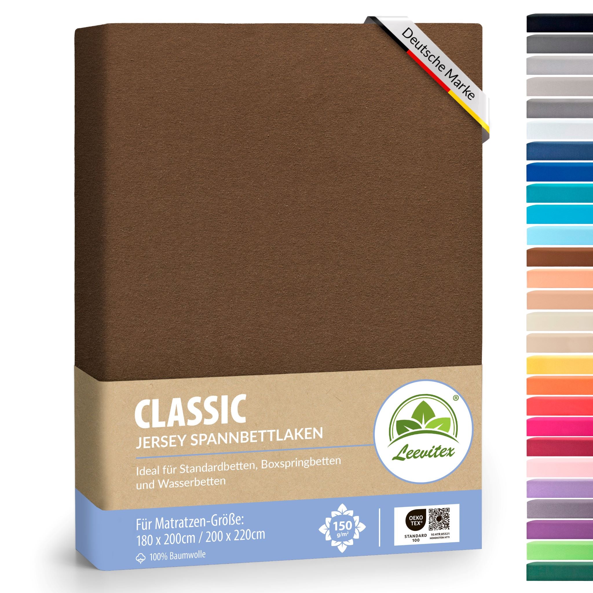Spannbettlaken für Boxspringbetten 180x200 bis 200x220 cm | 40 cm Steg | verschiedene Materialstärken
