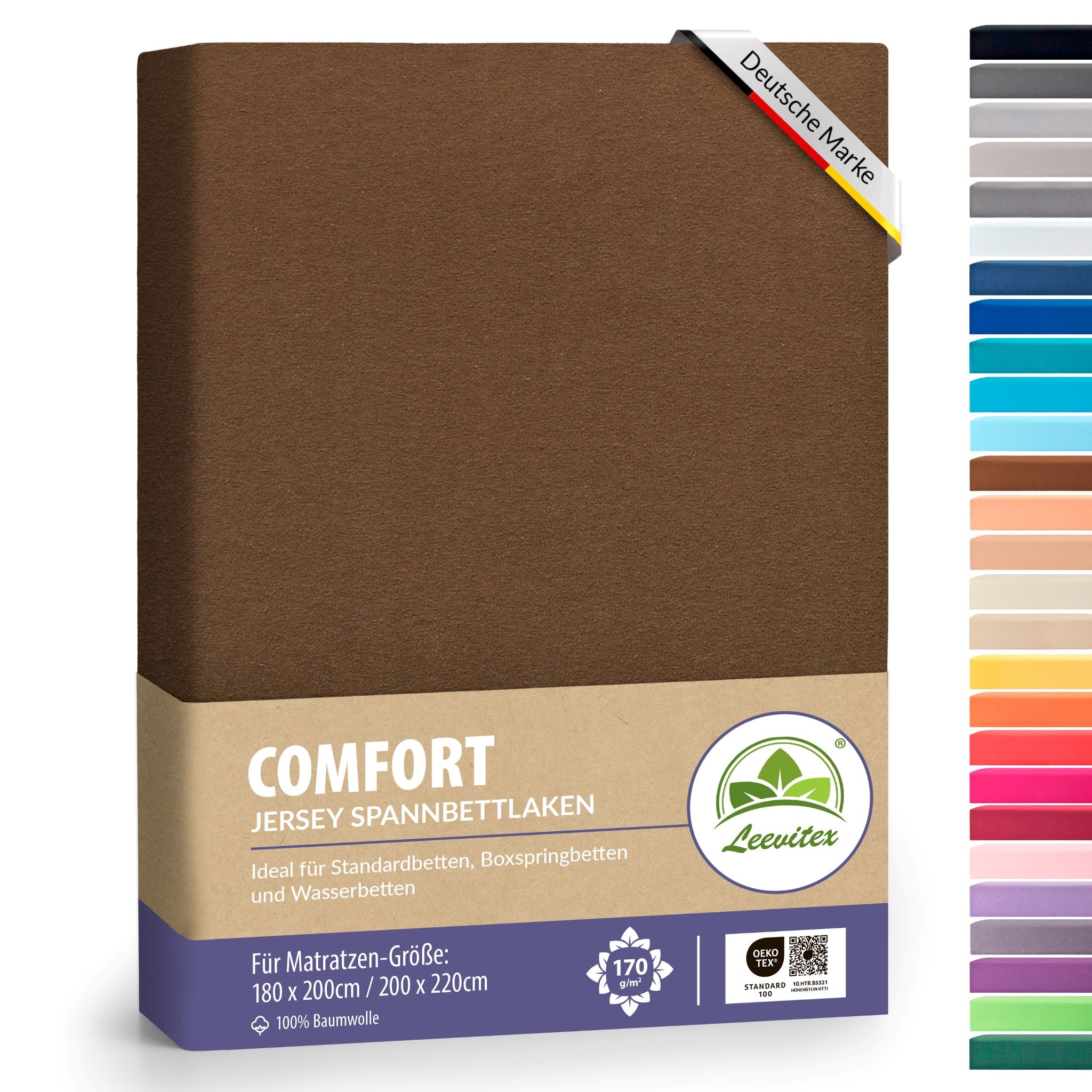 Spannbettlaken für Boxspringbetten 180x200 bis 200x220 cm | 40 cm Steg | verschiedene Materialstärken