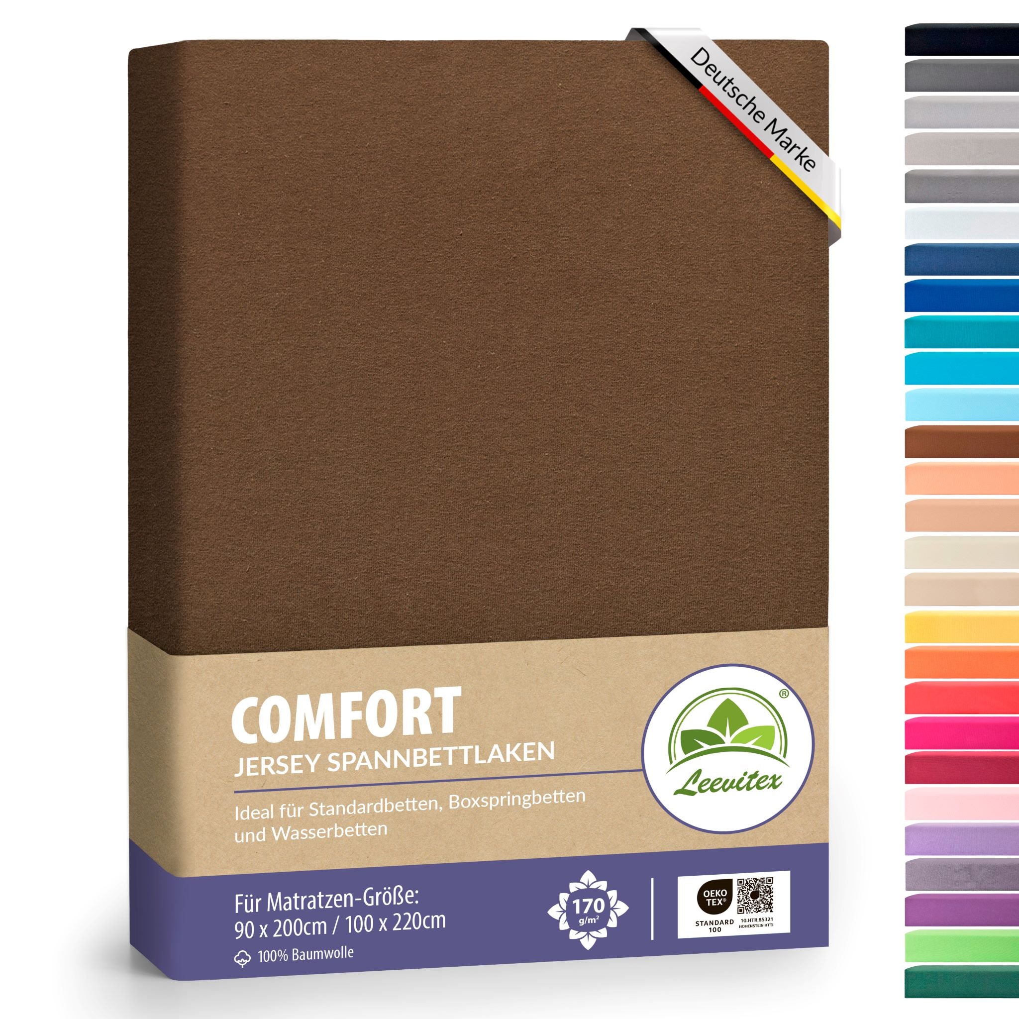 Spannbettlaken für Boxspringbetten 90x200 bis 100x220 cm | 40 cm Steg | verschiedene Materialstärken