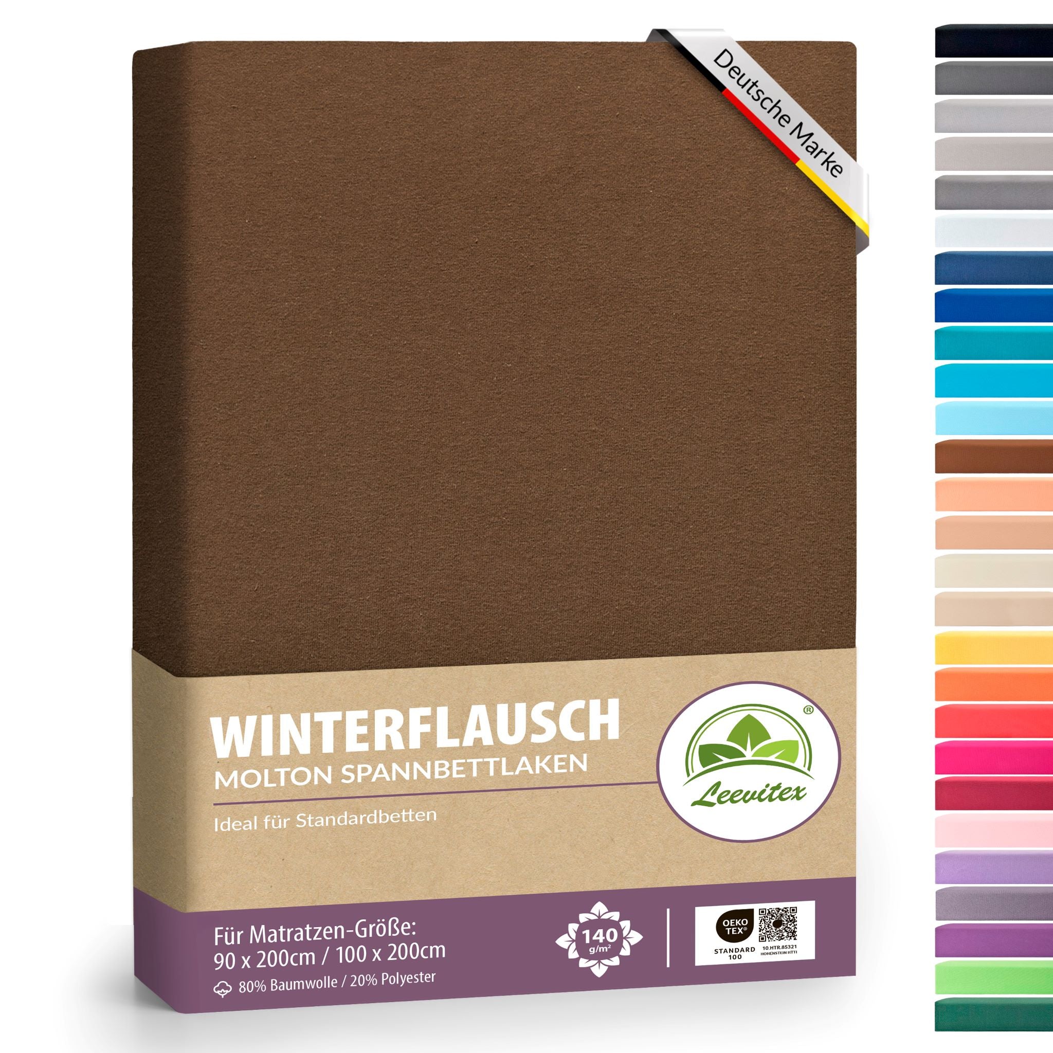 Winterspannbettlaken für 90x200 bis 100x200 cm | 40 cm Steg | 80% Baumwolle 20% Polyester