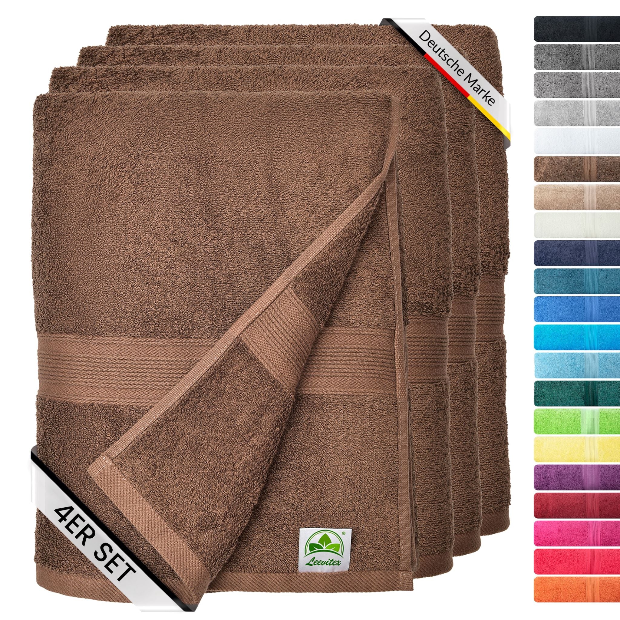 Handtücher von Leevitex – 4er Set, 100% Baumwolle, 50 x 100 cm, weich und saugfähig