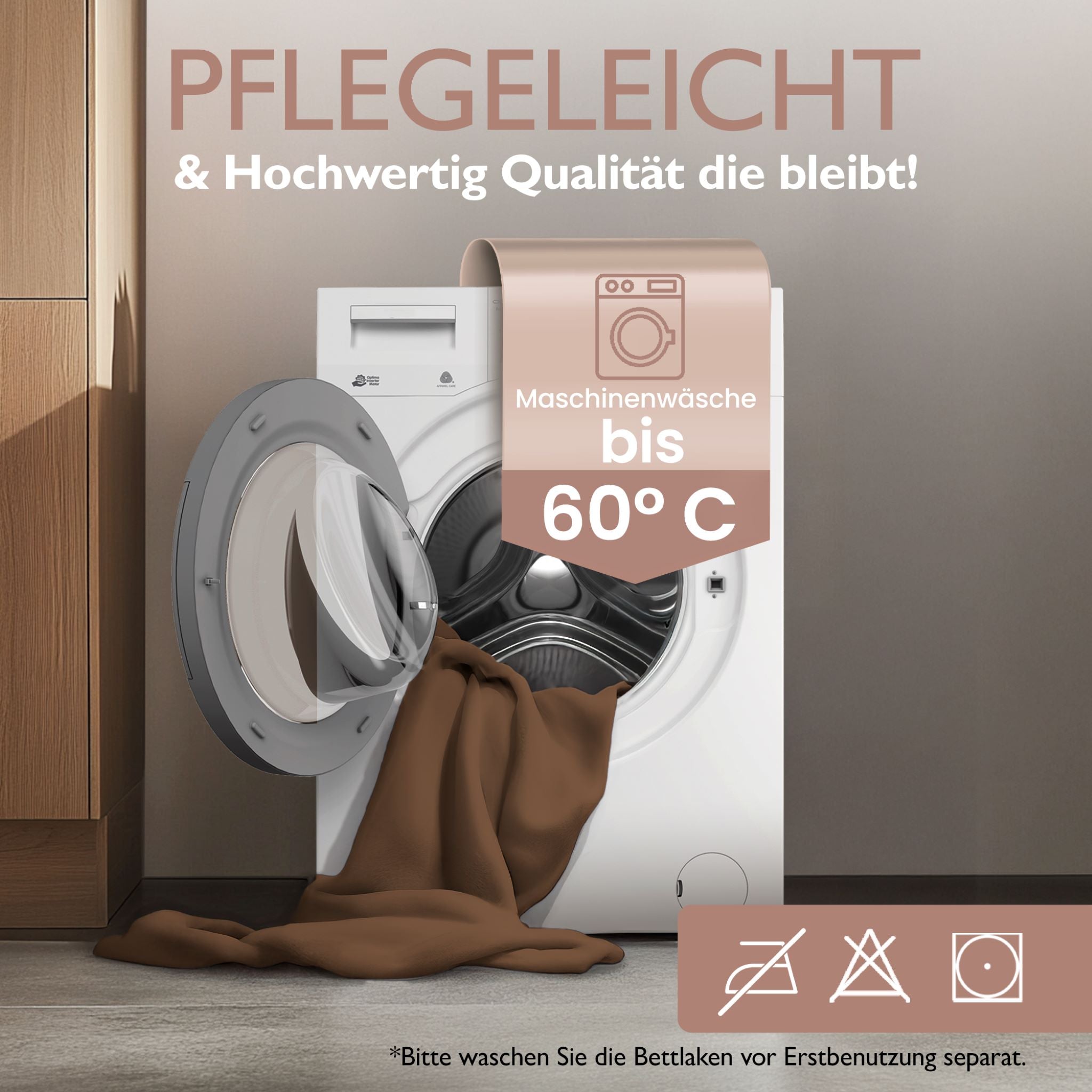 Winter-Spannbettlaken Schokobraun 200x200 cm Information Pflegeleicht, Maschinenwaschbar bis 60 Grad Celsius