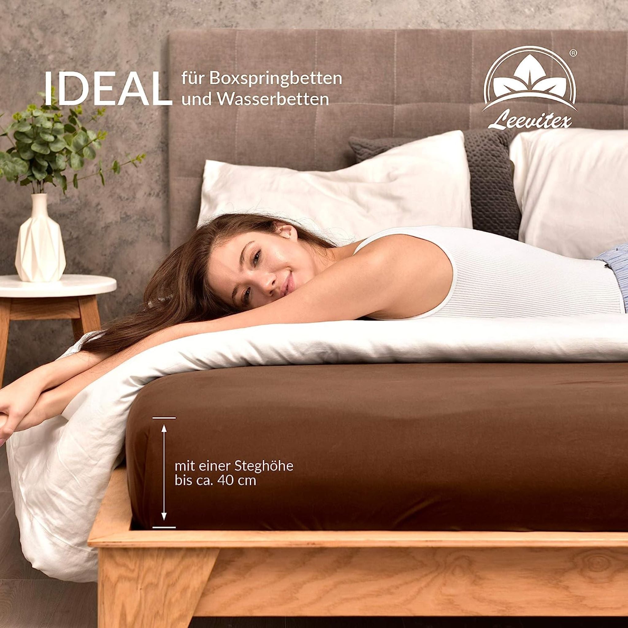 Spannbettlaken für Boxspringbetten 180x200 bis 200x220 cm | 40 cm Steg | verschiedene Materialstärken