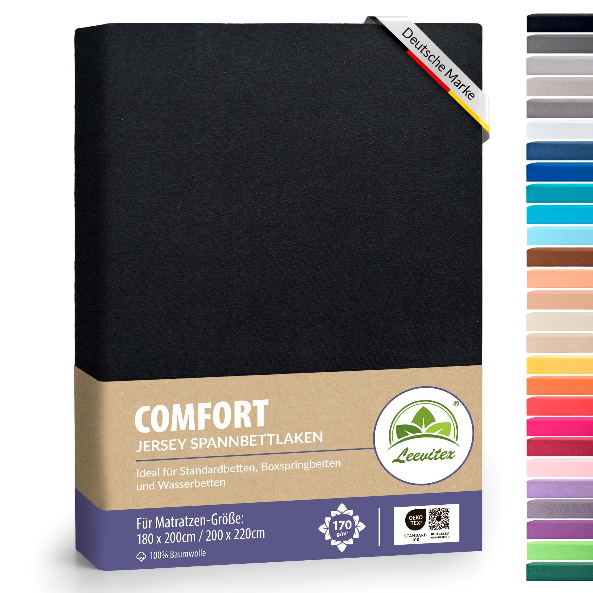 Spannbettlaken für Boxspringbetten 180x200 bis 200x220 cm | 40 cm Steg | verschiedene Materialstärken