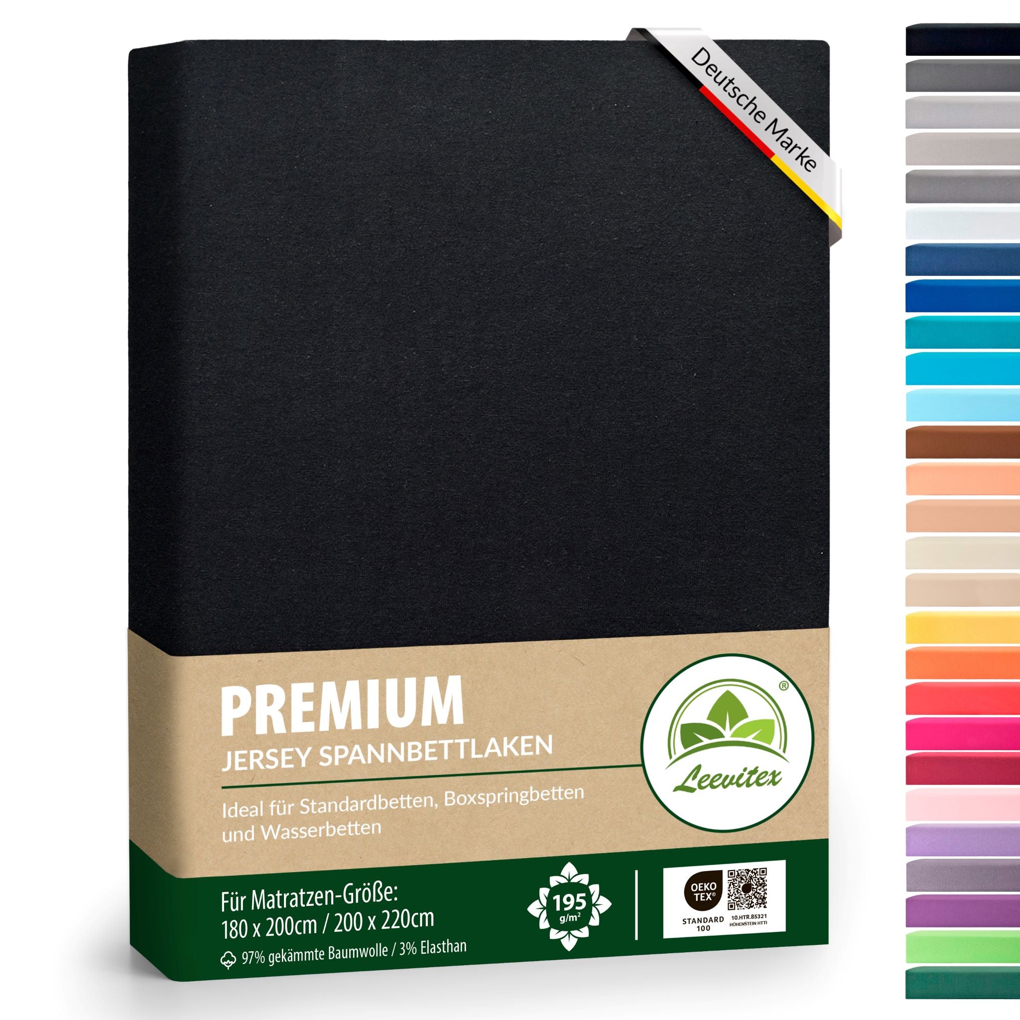 Spannbettlaken für Boxspringbetten 180x200 bis 200x220 cm | 40 cm Steg | verschiedene Materialstärken