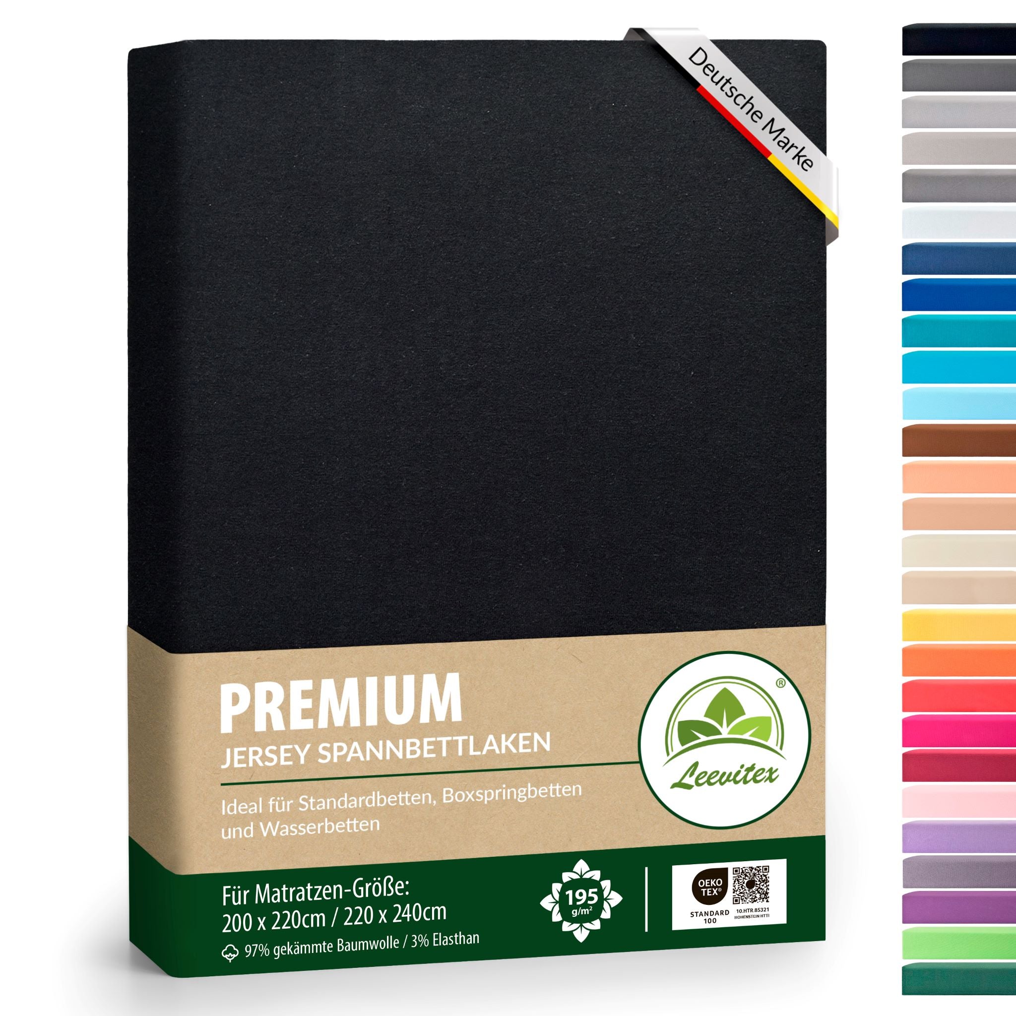 Spannbettlaken für Boxspringbetten 200x220 bis 220x240 cm | 40 cm Steg | verschiedene Materialstärken