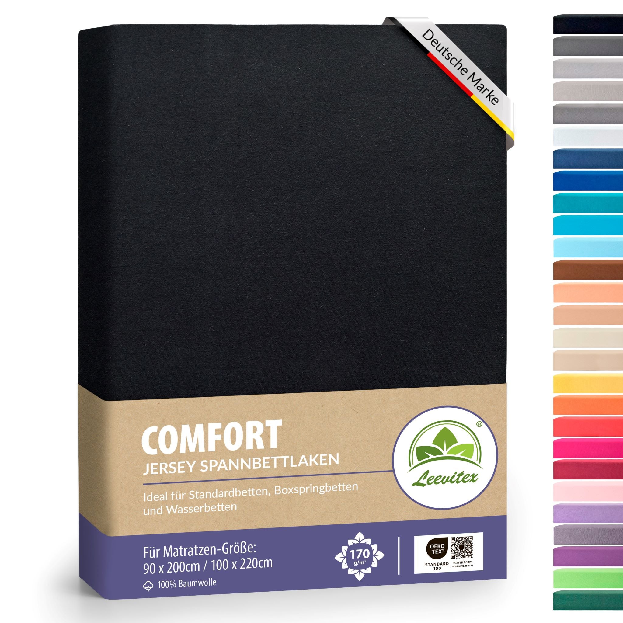 Spannbettlaken für Boxspringbetten 90x200 bis 100x220 cm | 40 cm Steg | verschiedene Materialstärken