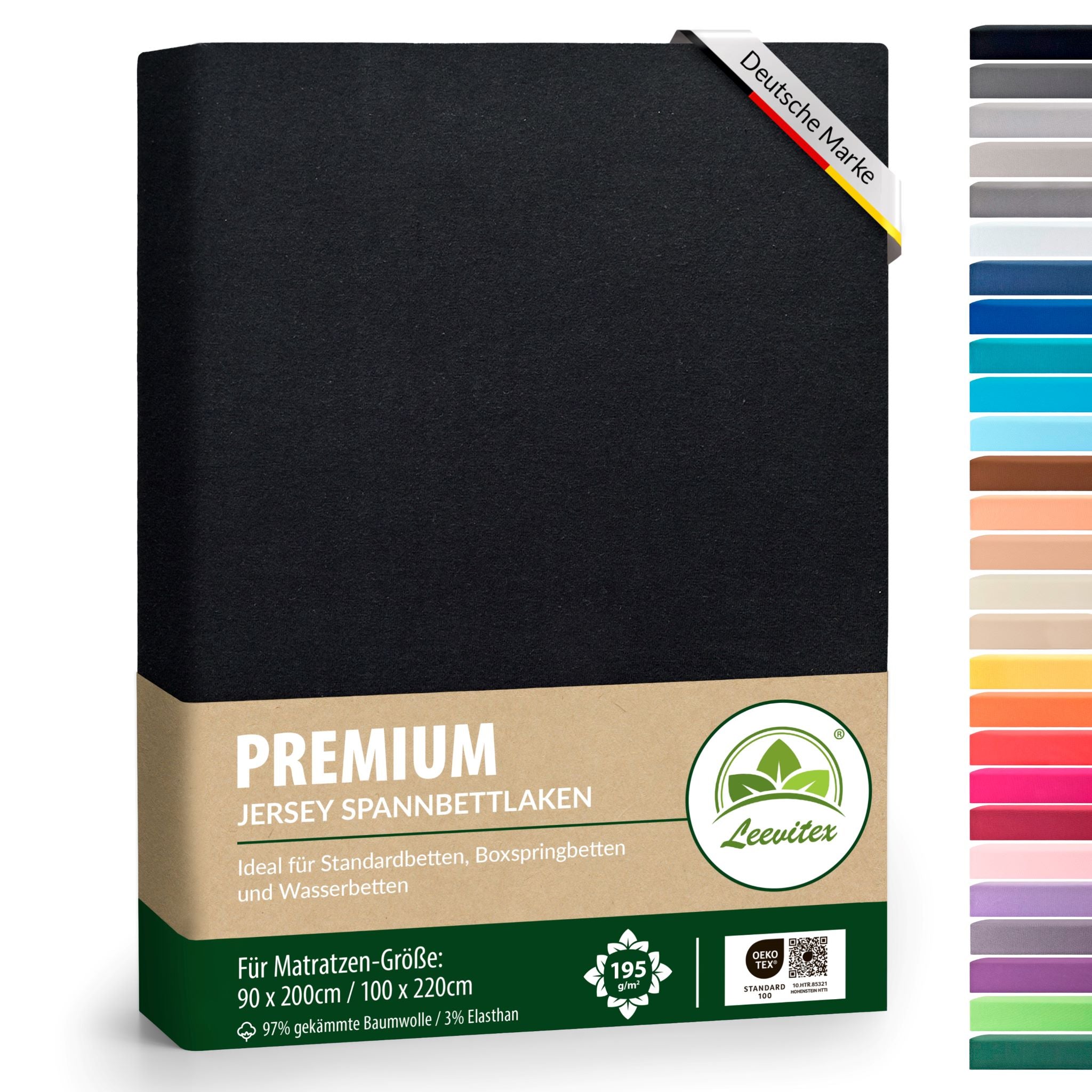 Spannbettlaken für Boxspringbetten 90x200 bis 100x220 cm | 40 cm Steg | verschiedene Materialstärken