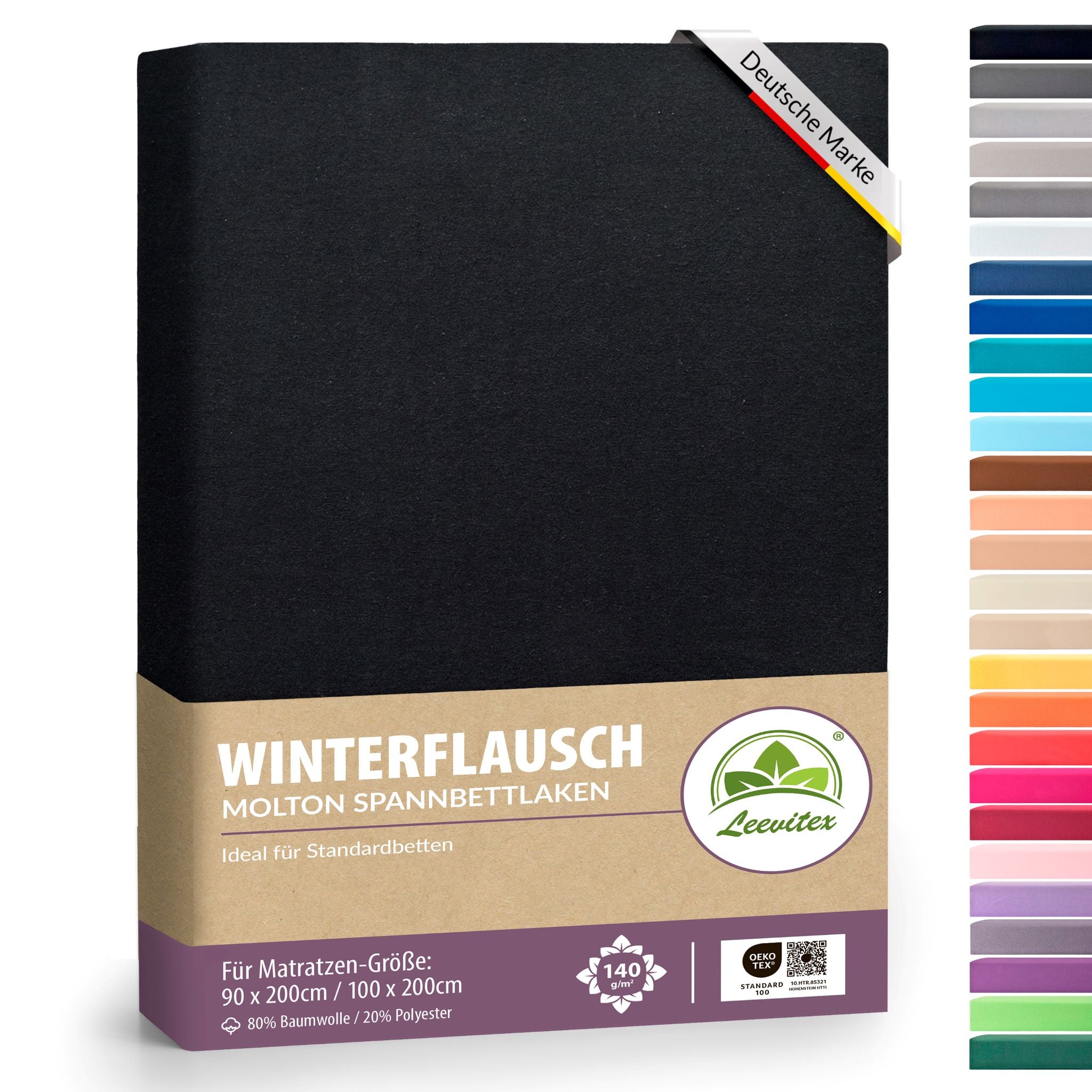 Winterspannbettlaken für 90x200 bis 100x200 cm | 40 cm Steg | 80% Baumwolle 20% Polyester