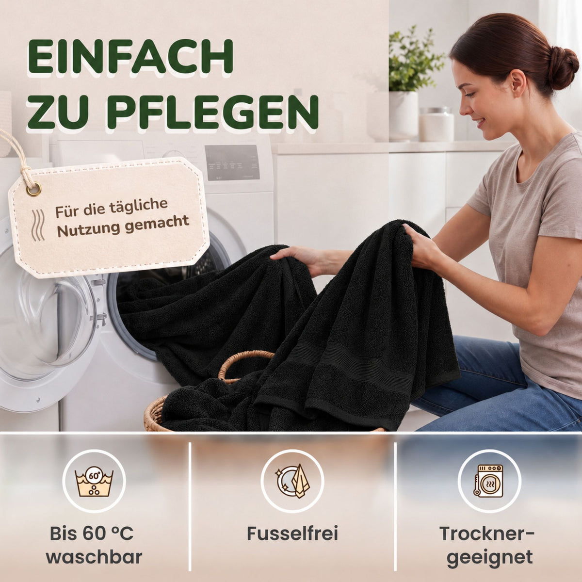 Duschtücher im 2er Set – 100% Baumwolle, 70 x 140 cm, weich und saugfähig