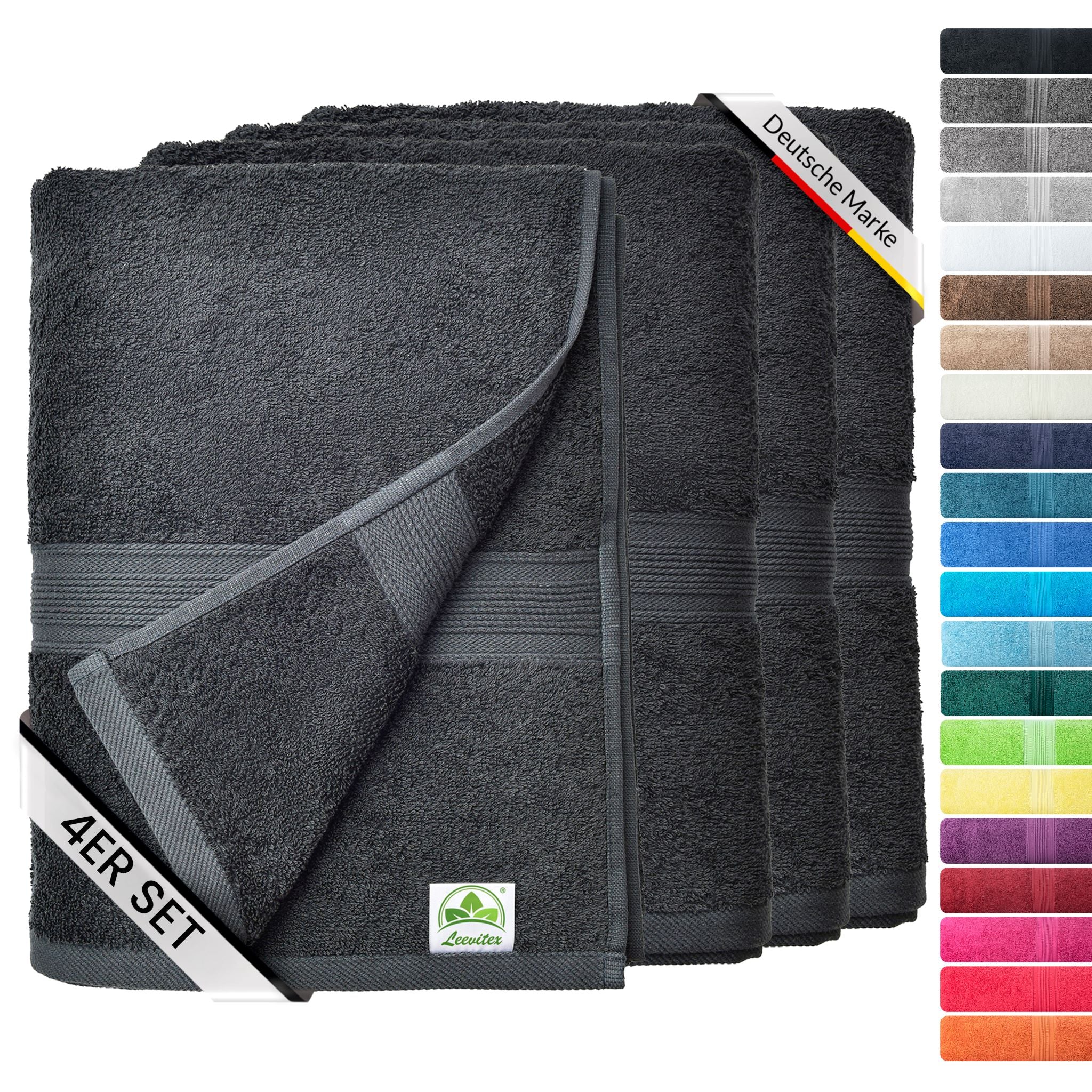 Handtücher von Leevitex – 4er Set, 100% Baumwolle, 50 x 100 cm, weich und saugfähig