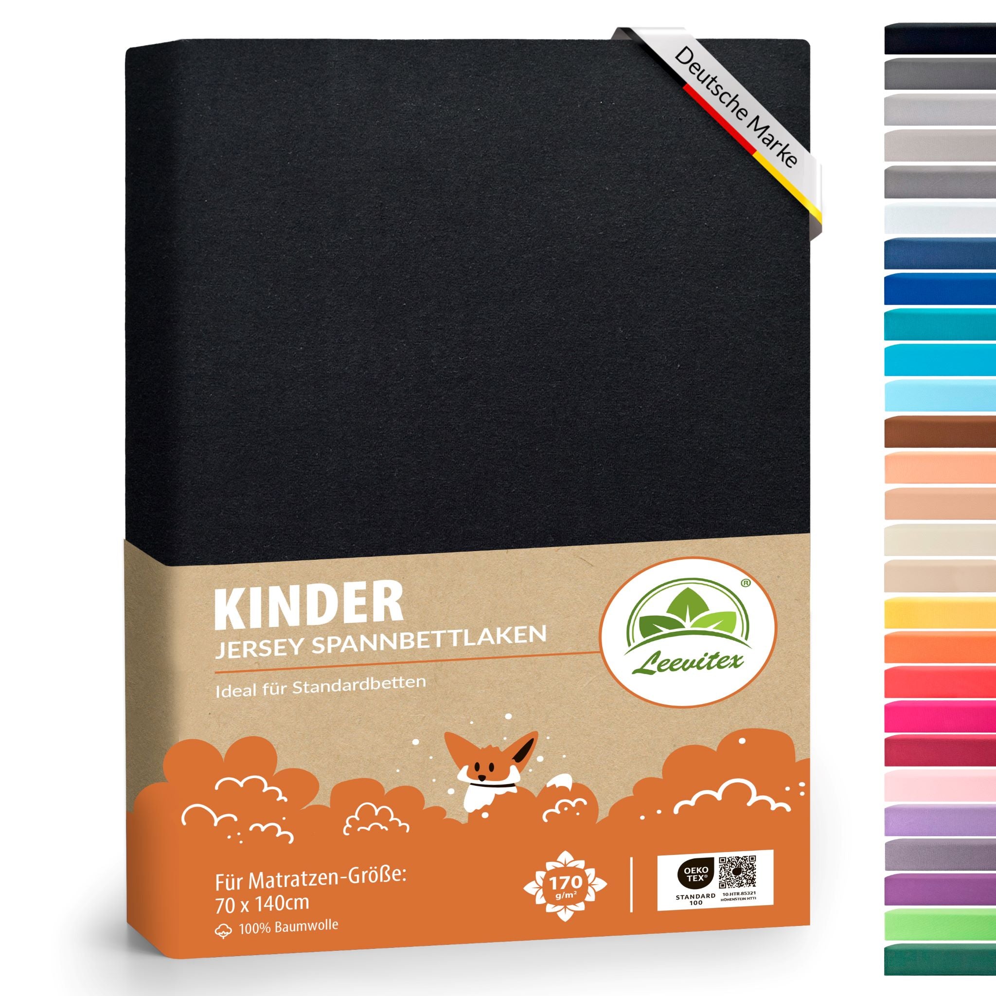Kinderspannbettlaken im 1er Pack - 100% Jersey-Baumwolle - 70 x 140 cm