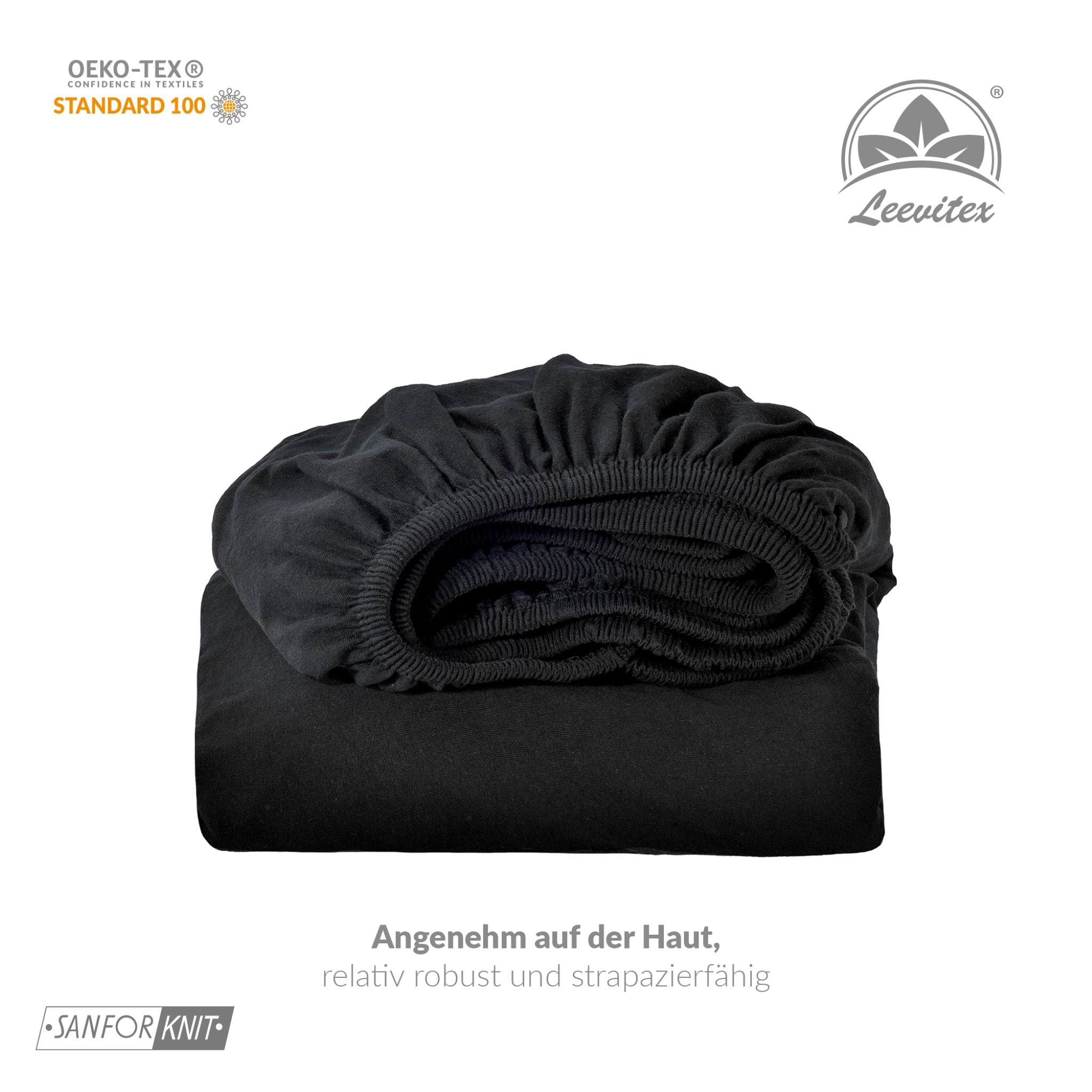 Basic Spannbettlaken 140x200 cm - 160x200 cm | 25 cm Steg | 100% Jersey-Baumwolle