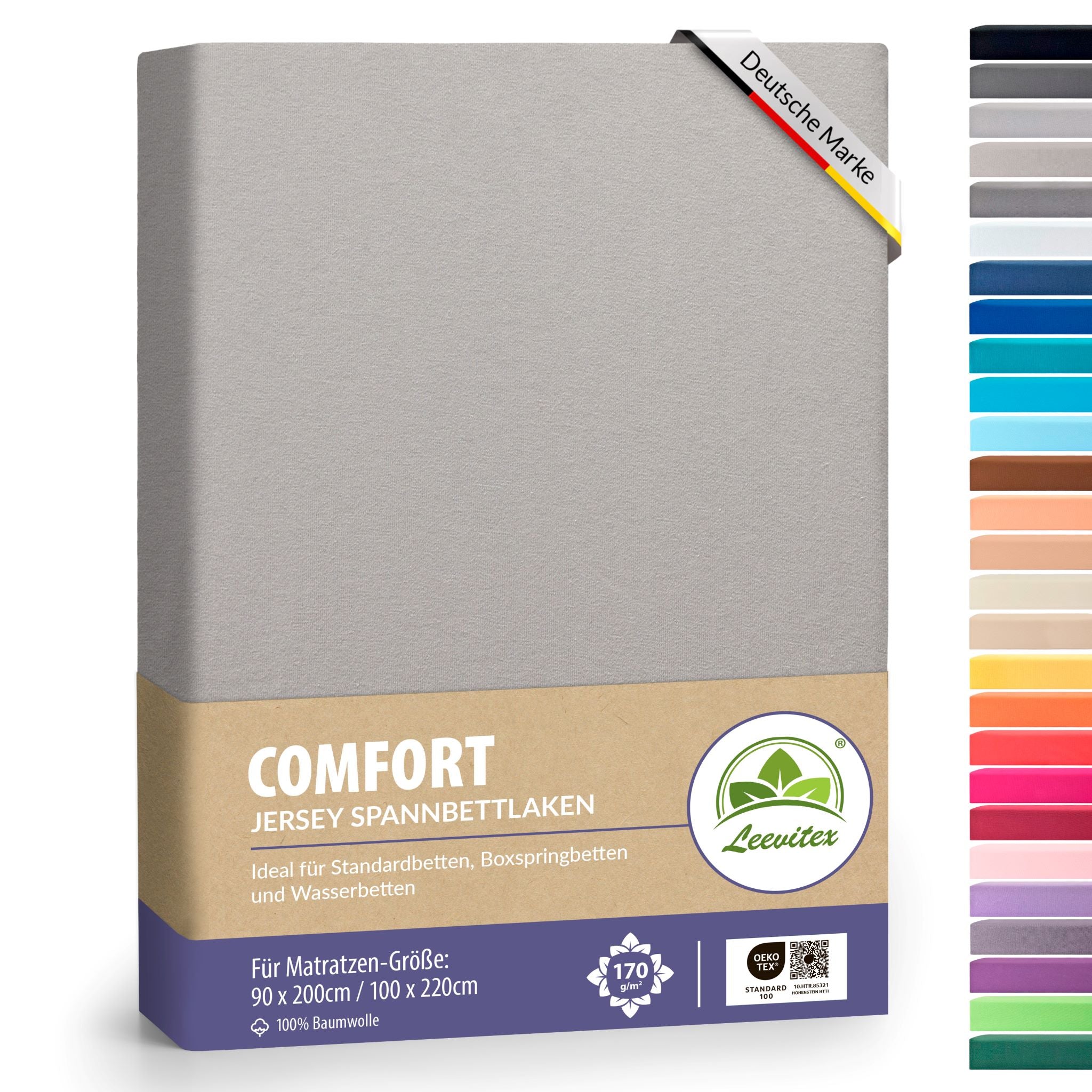 Spannbettlaken für Boxspringbetten 90x200 bis 100x220 cm | 40 cm Steg | verschiedene Materialstärken
