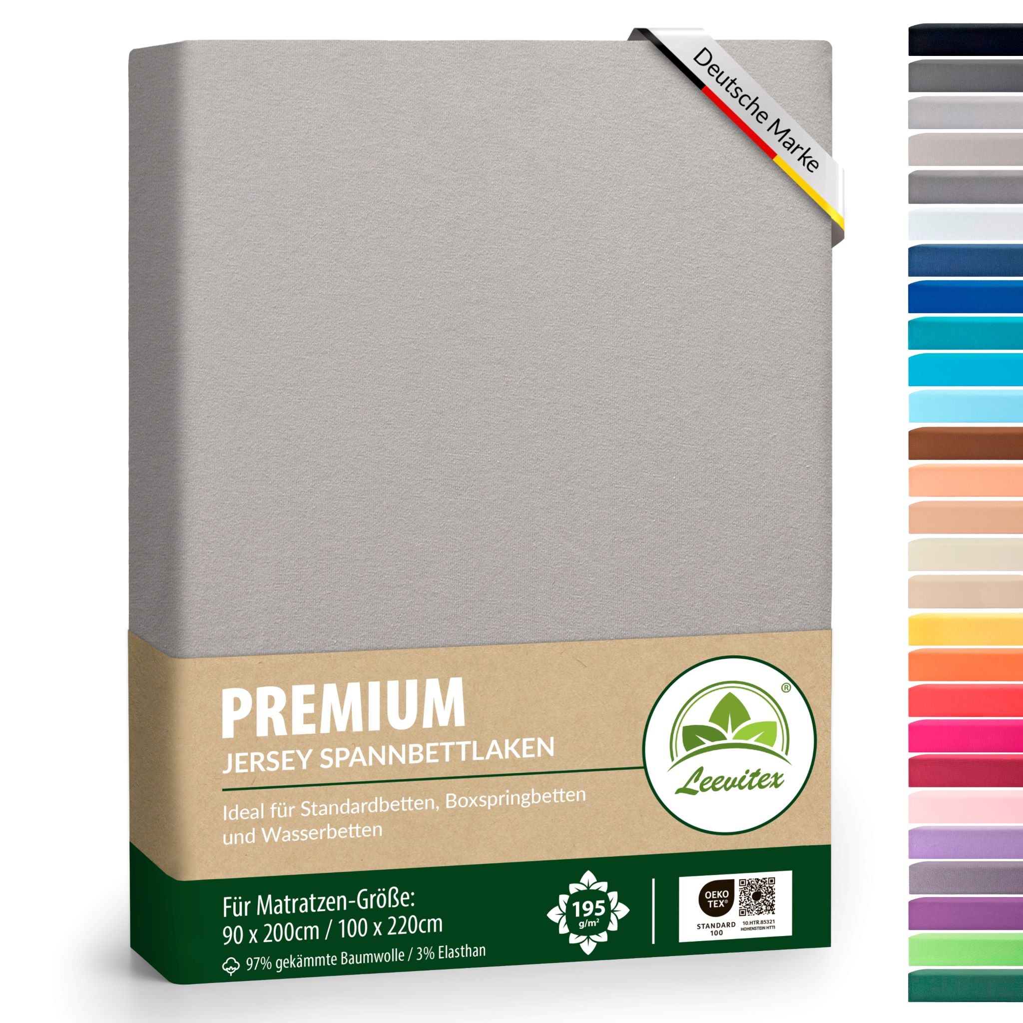 Spannbettlaken für Boxspringbetten 90x200 bis 100x220 cm | 40 cm Steg | verschiedene Materialstärken