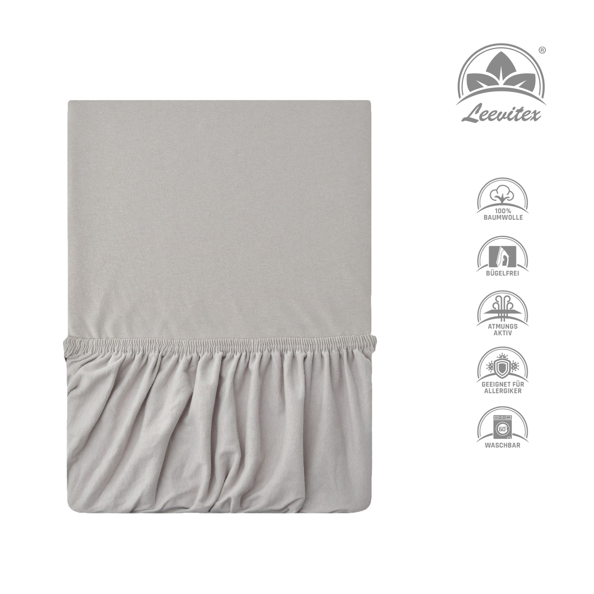 Basic Spannbettlaken 200x200 cm - 200x220 cm | 40 cm Steg | 100% Jersey-Baumwolle