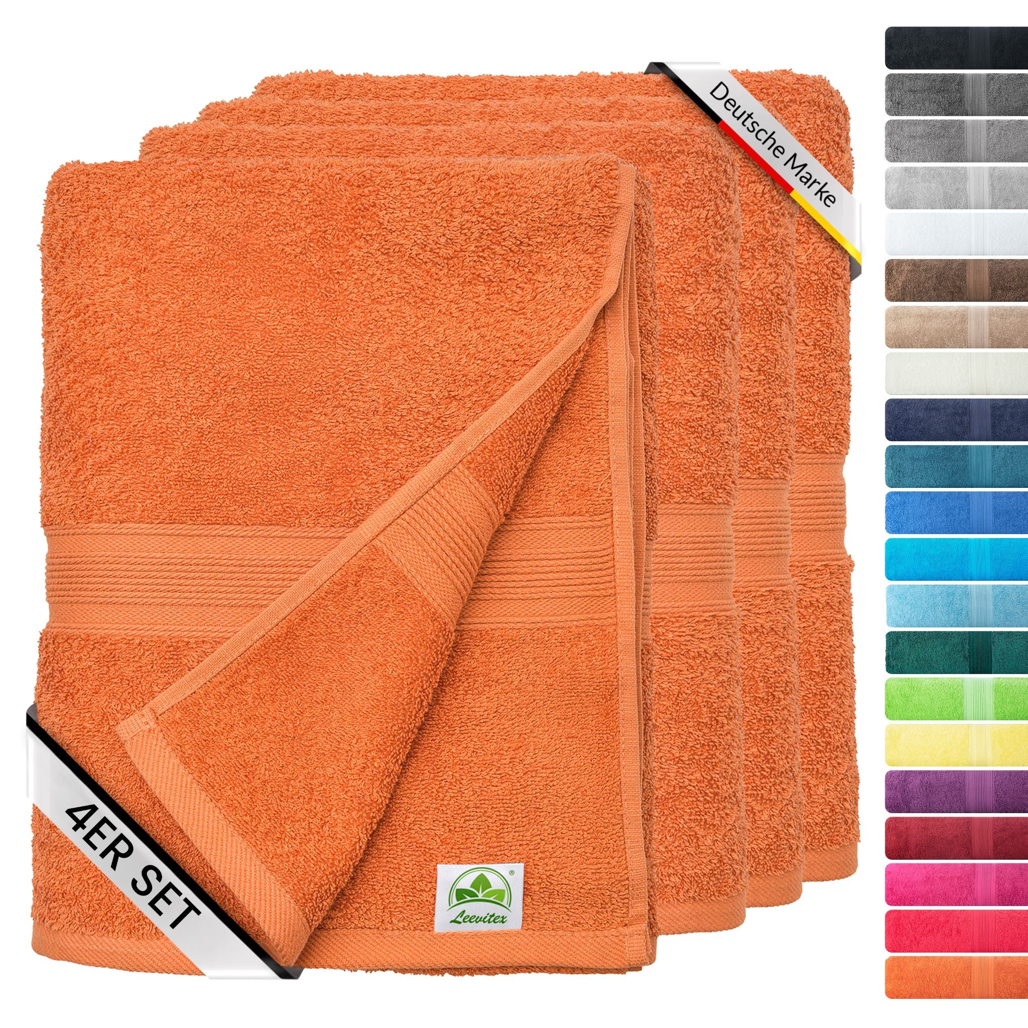 Handtücher von Leevitex – 4er Set, 100% Baumwolle, 50 x 100 cm, weich und saugfähig