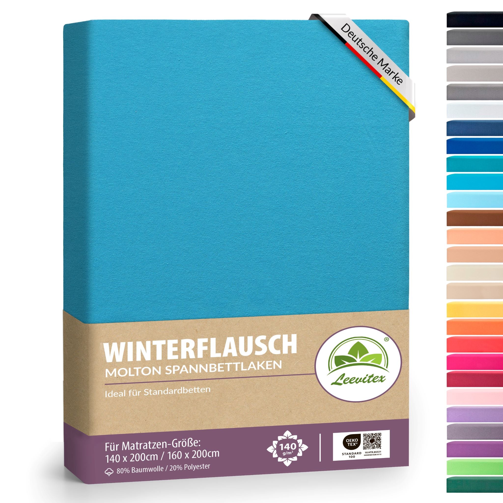 Winterspannbettlaken für 140x200 bis 160x200 cm | 40 cm Steg | 80% Baumwolle 20% Polyester