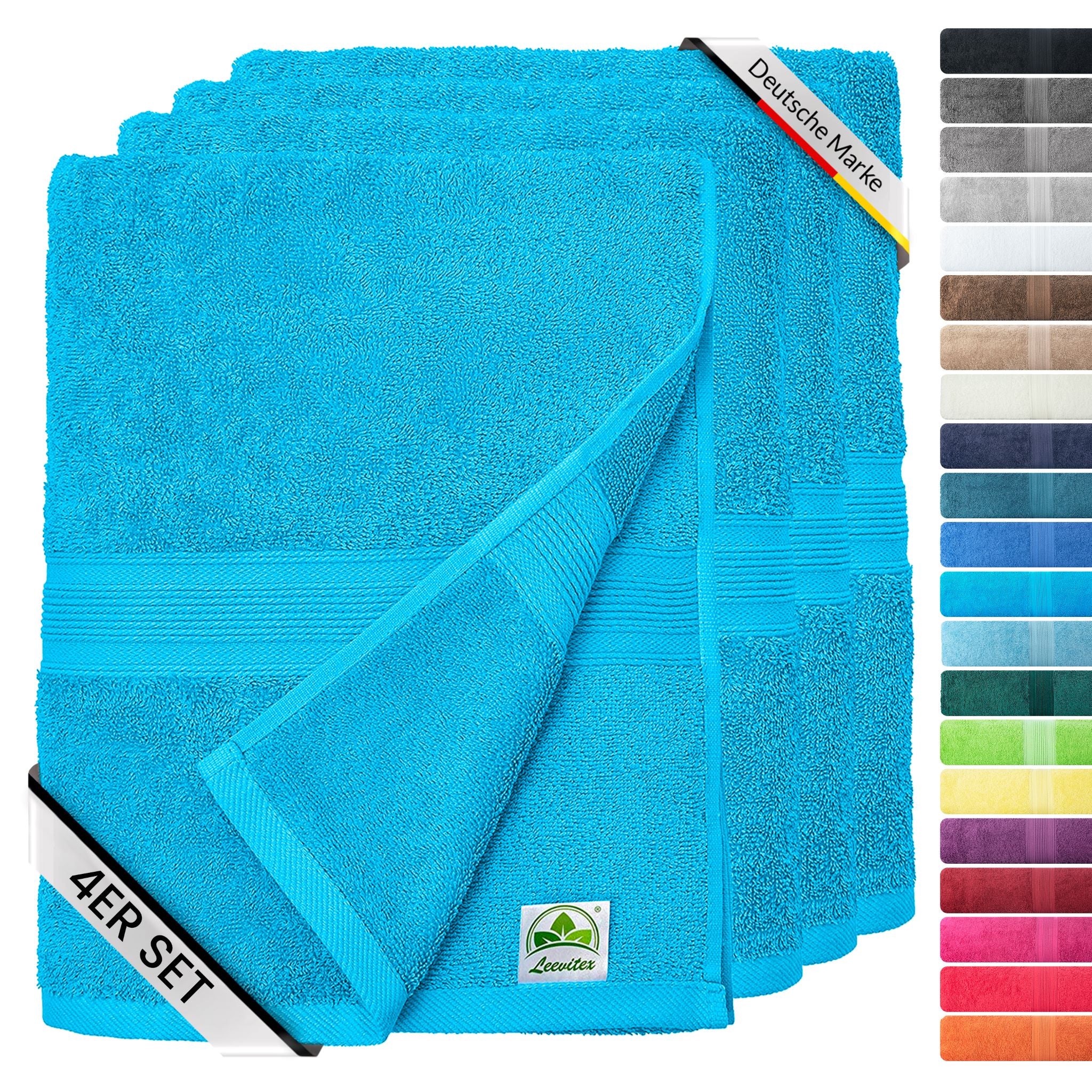Handtücher von Leevitex – 4er Set, 100% Baumwolle, 50 x 100 cm, weich und saugfähig