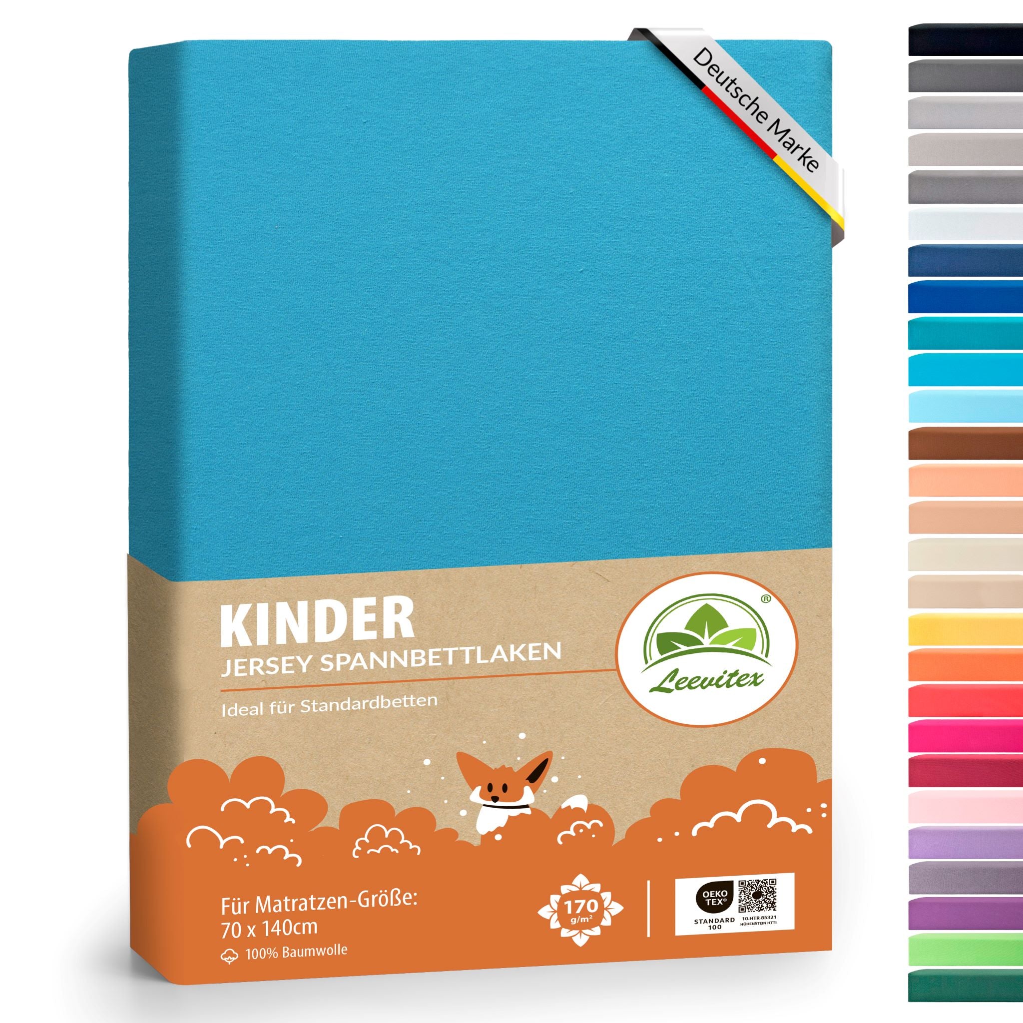 Kinderspannbettlaken im 1er Pack - 100% Jersey-Baumwolle - 70 x 140 cm