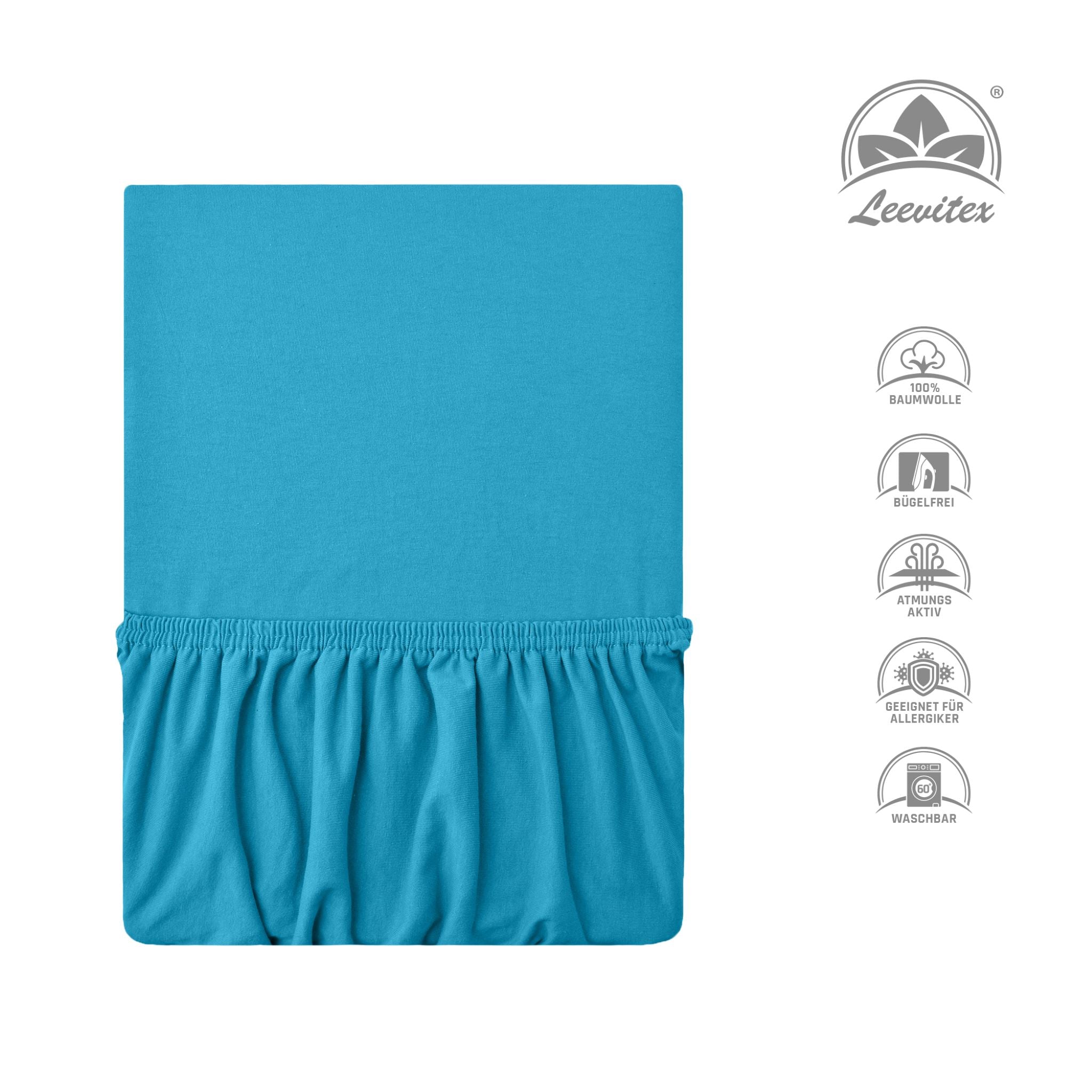 Basic Spannbettlaken 140x200 cm - 160x200 cm | 25 cm Steg | 100% Jersey-Baumwolle