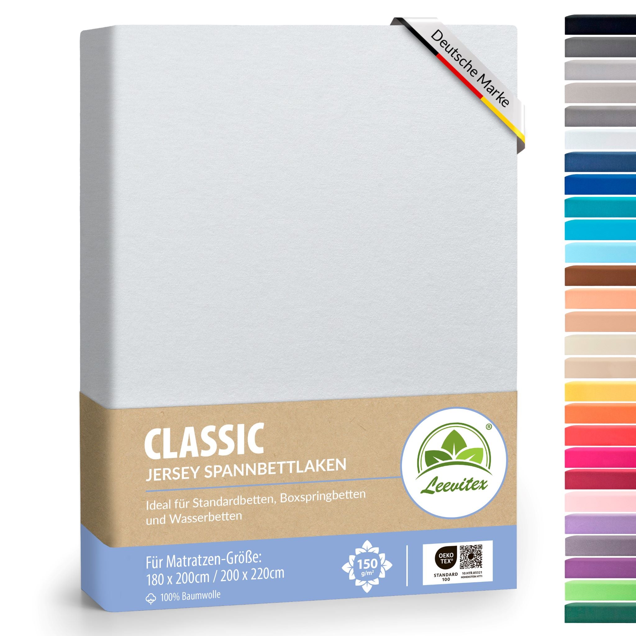 Spannbettlaken für Boxspringbetten 180x200 bis 200x220 cm | 40 cm Steg | verschiedene Materialstärken