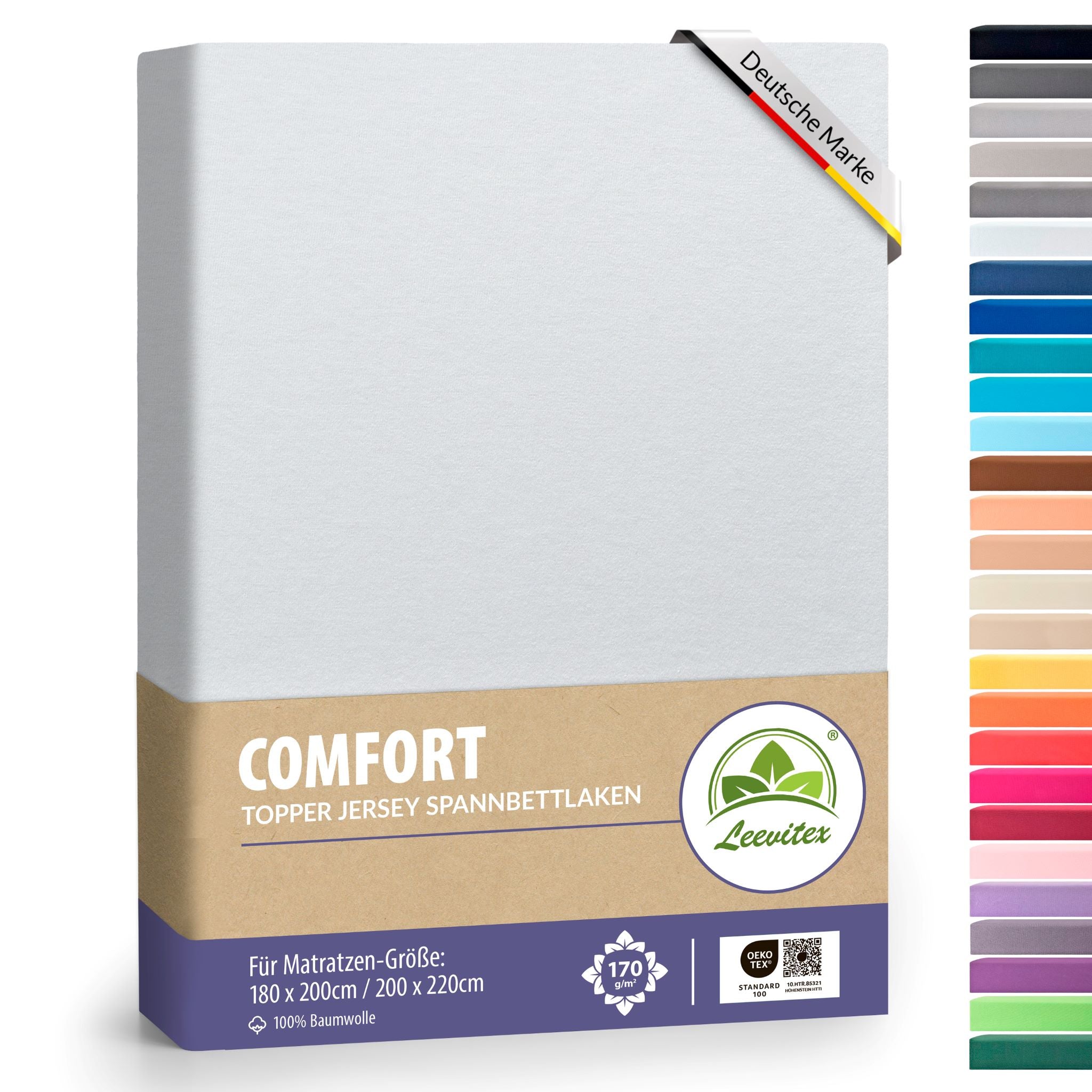 Topper Spannbettlaken 180x200 bis 200x200 / 220 cm | 18 cm Steg | verschiedene Materialstärken