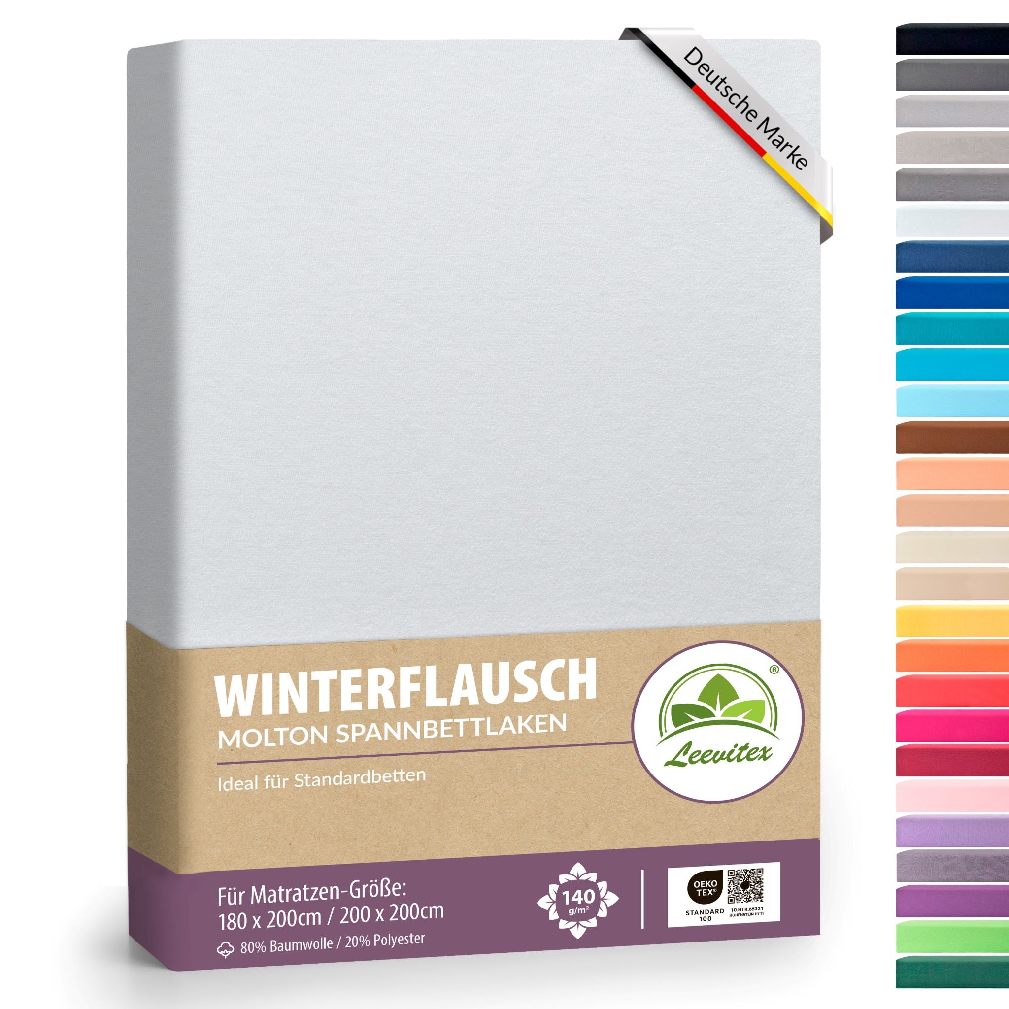 Winterspannbettlaken für 180x200 bis 200x200 cm | 40 cm Steg | 80% Baumwolle 20% Polyester