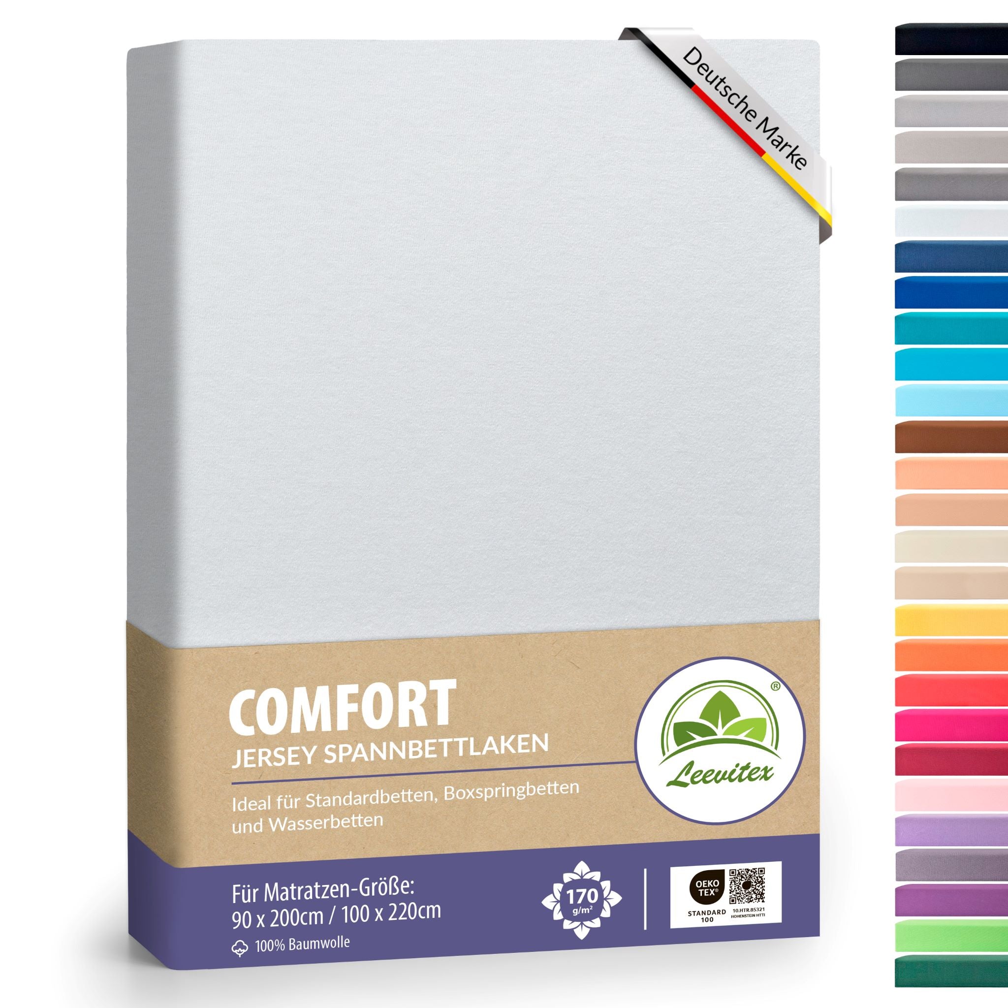 Spannbettlaken für Boxspringbetten 90x200 bis 100x220 cm | 40 cm Steg | verschiedene Materialstärken