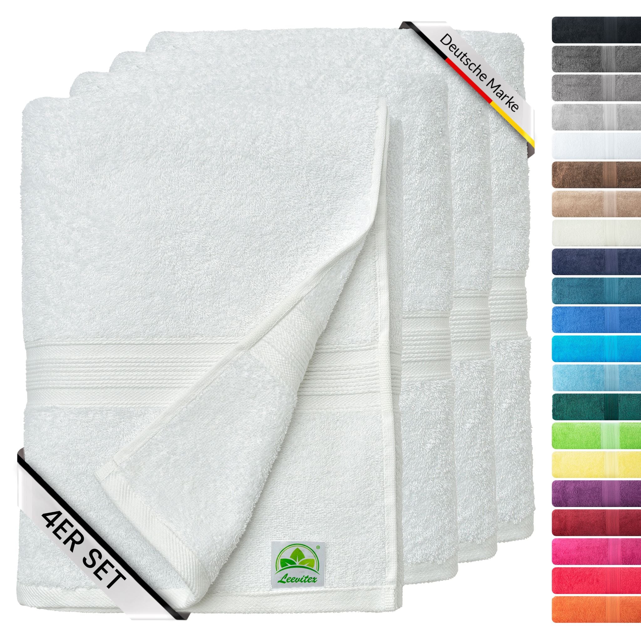 Handtücher von Leevitex – 4er Set, 100% Baumwolle, 50 x 100 cm, weich und saugfähig