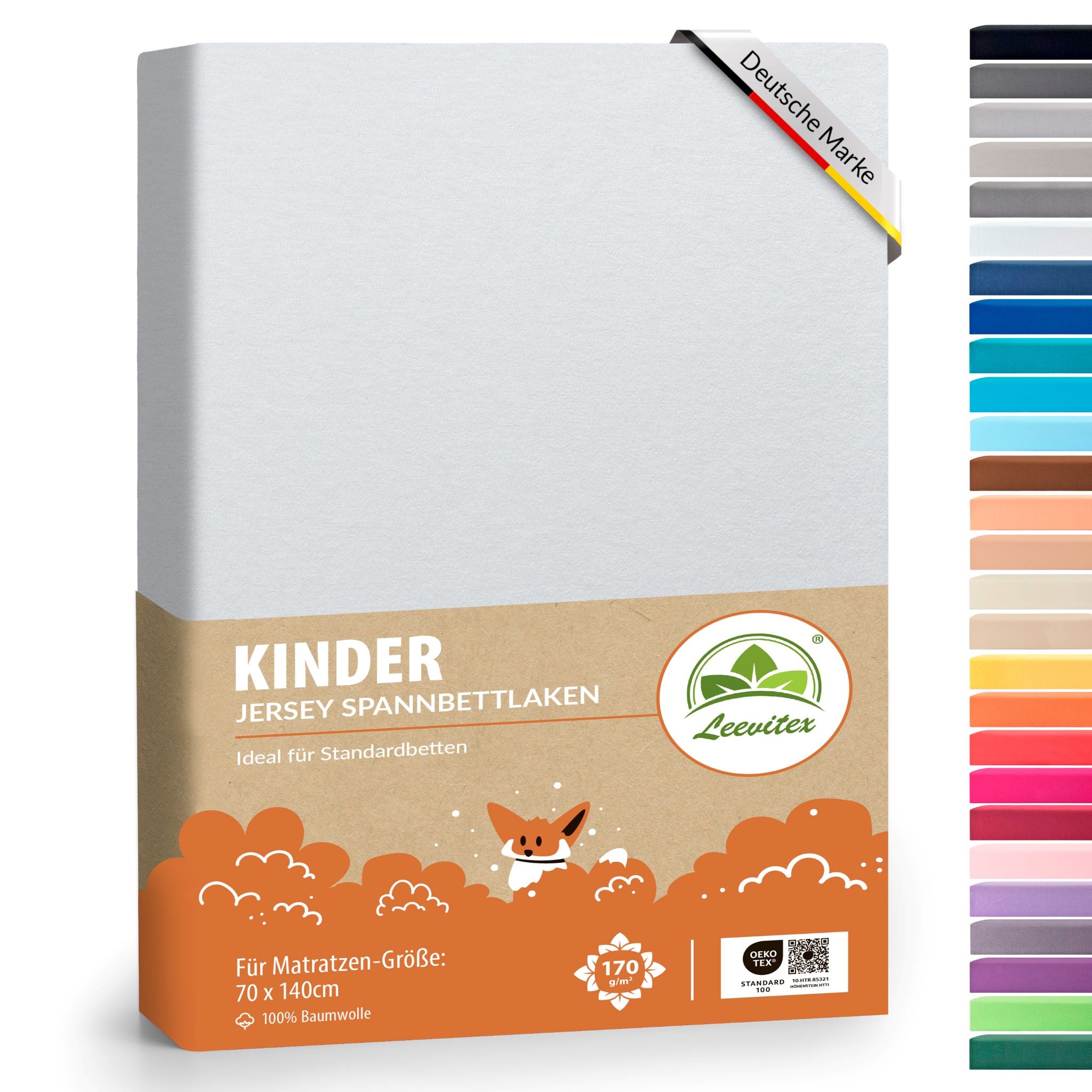 Kinderspannbettlaken im 1er Pack - 100% Jersey-Baumwolle - 70 x 140 cm