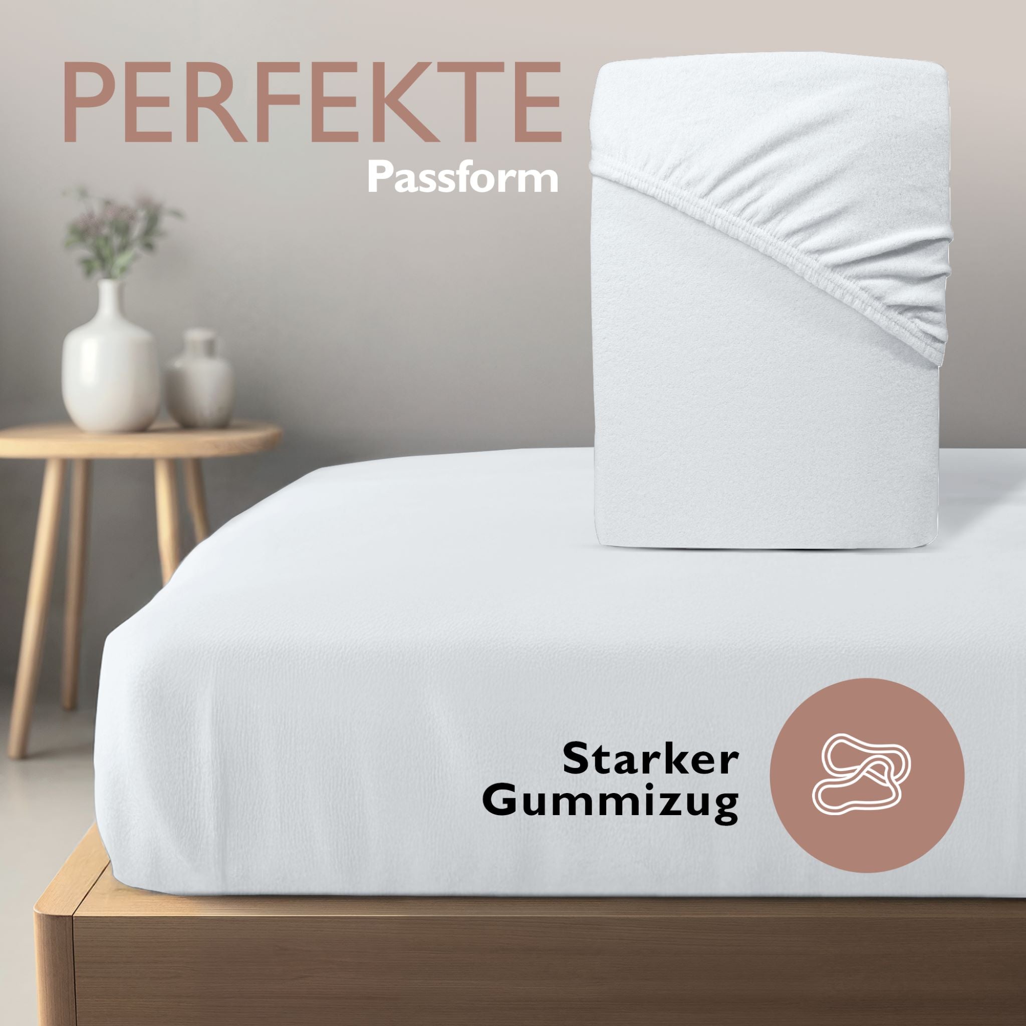 Winterspannbettlaken für 180x200 bis 200x200 cm | 40 cm Steg | 80% Baumwolle 20% Polyester