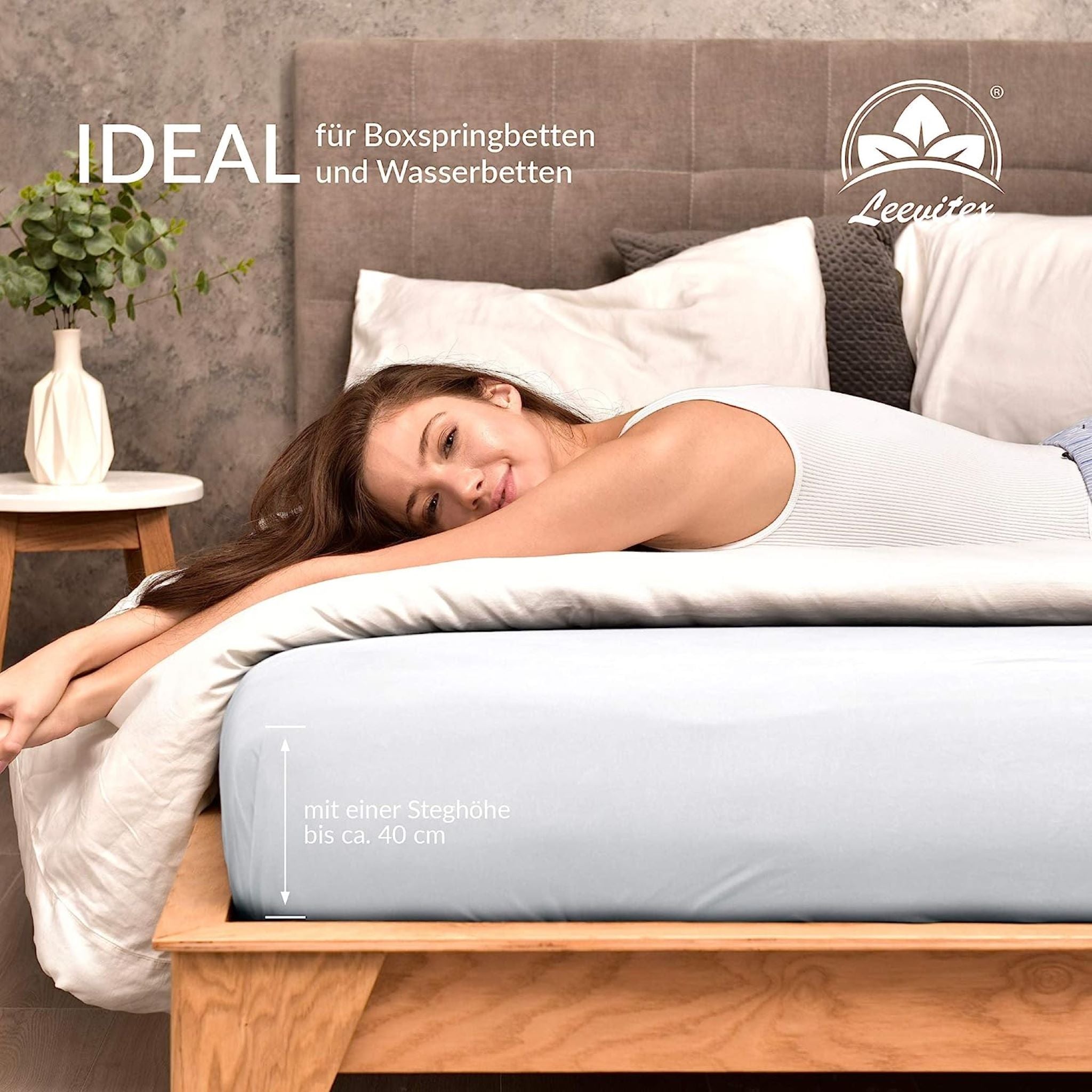 Basic Spannbettlaken 90x200 cm - 100x200cm | 25 cm Steg | 100% Jersey-Baumwolle