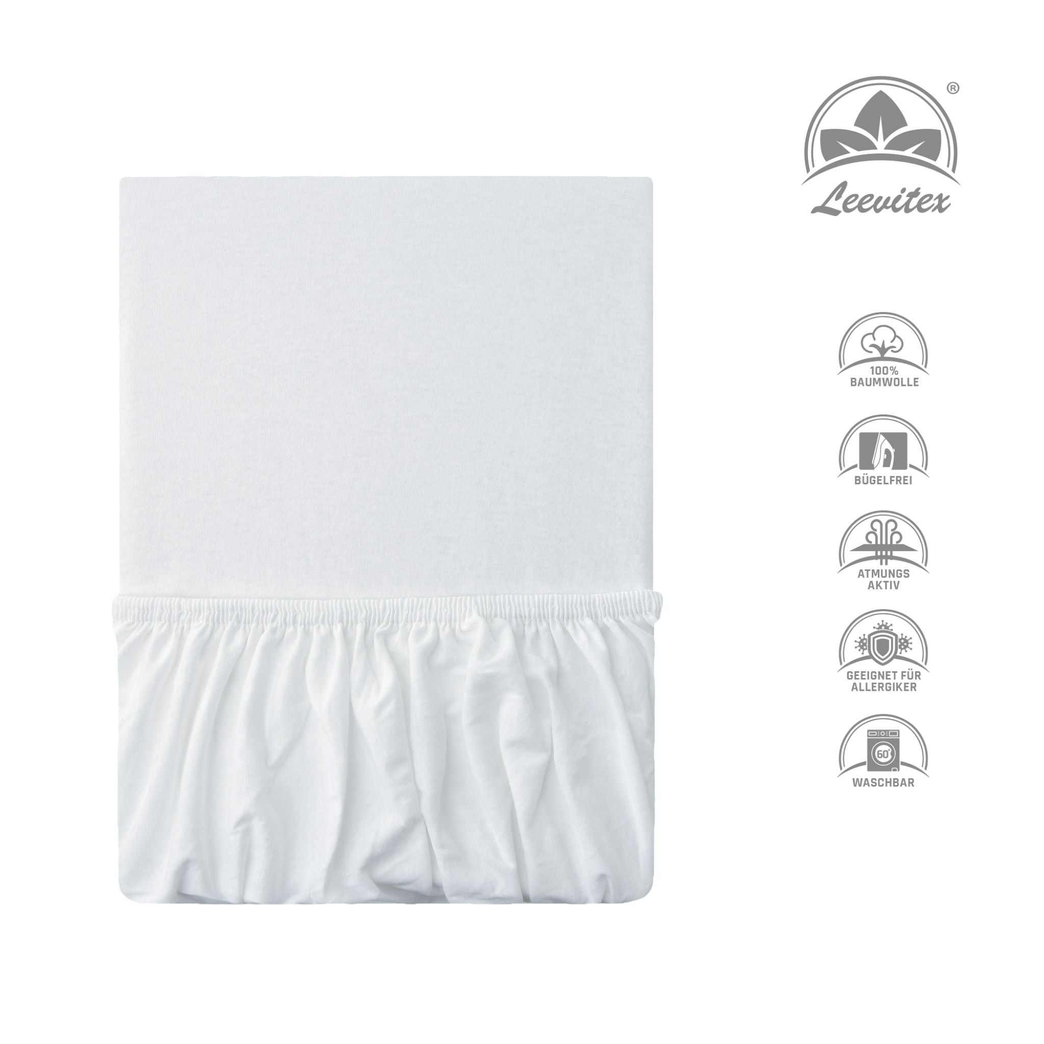 Basic Spannbettlaken 140x200 cm - 160x200 cm | 25 cm Steg | 100% Jersey-Baumwolle