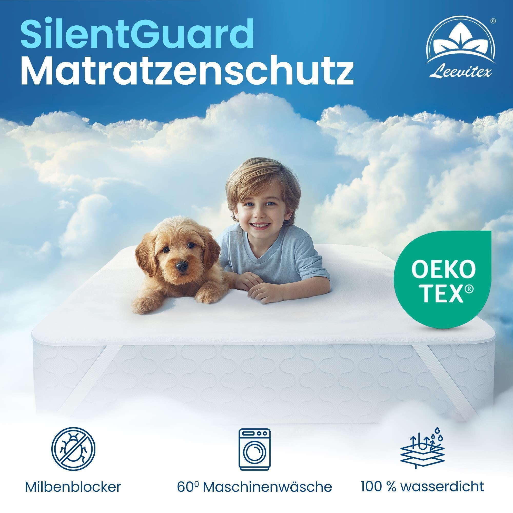 Matratzenschoner - wasserdicht & geräuscharm, 80% Baumwolle und 20% Polyester, atmungsaktiver Matratzenschutz