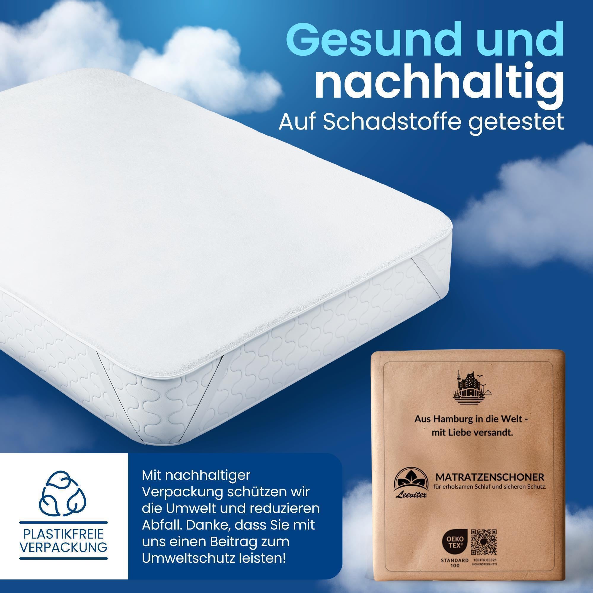 Matratzenschoner - wasserdicht & geräuscharm, 80% Baumwolle und 20% Polyester, atmungsaktiver Matratzenschutz